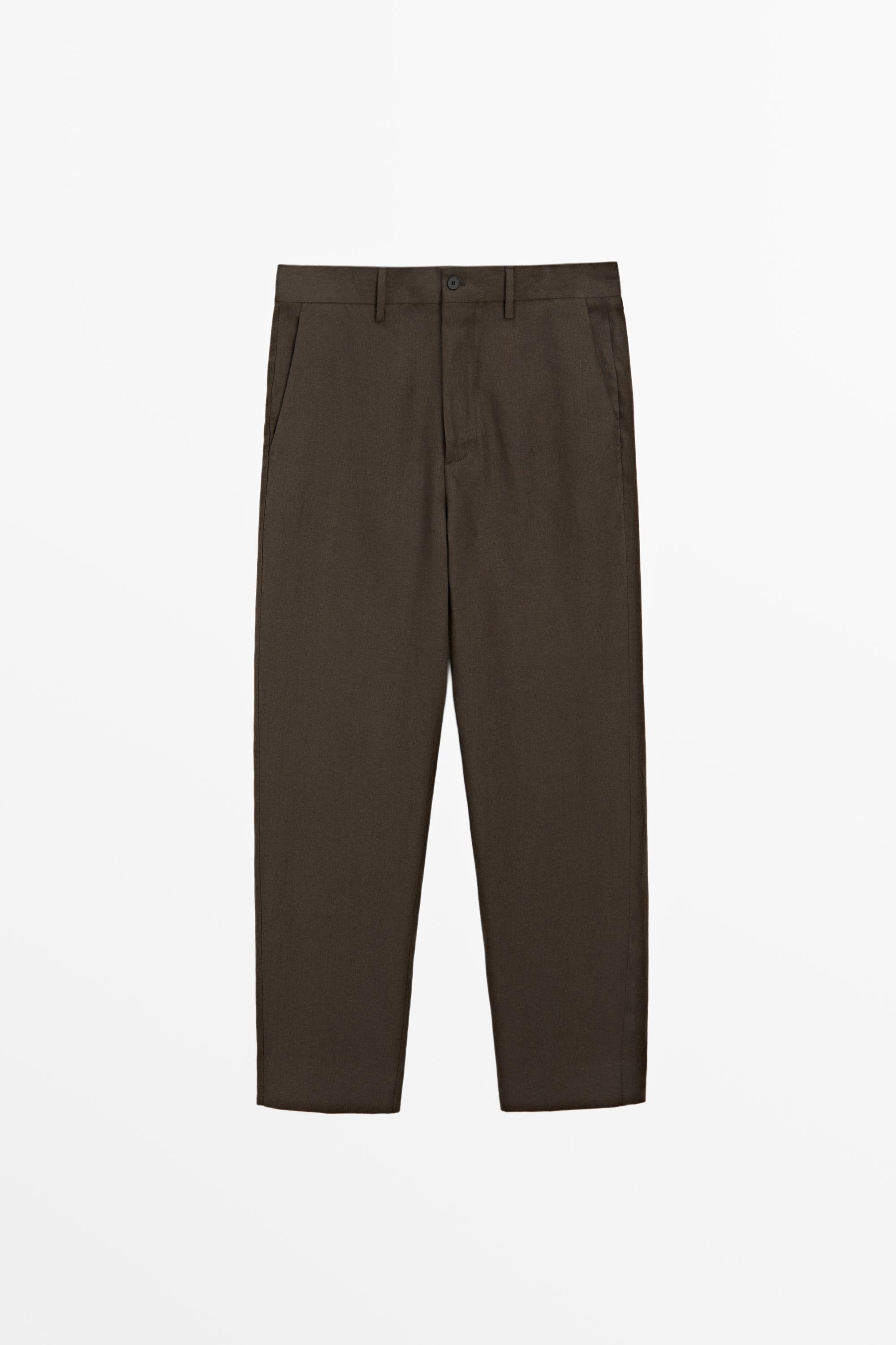 Linen suit trousers — BROWN