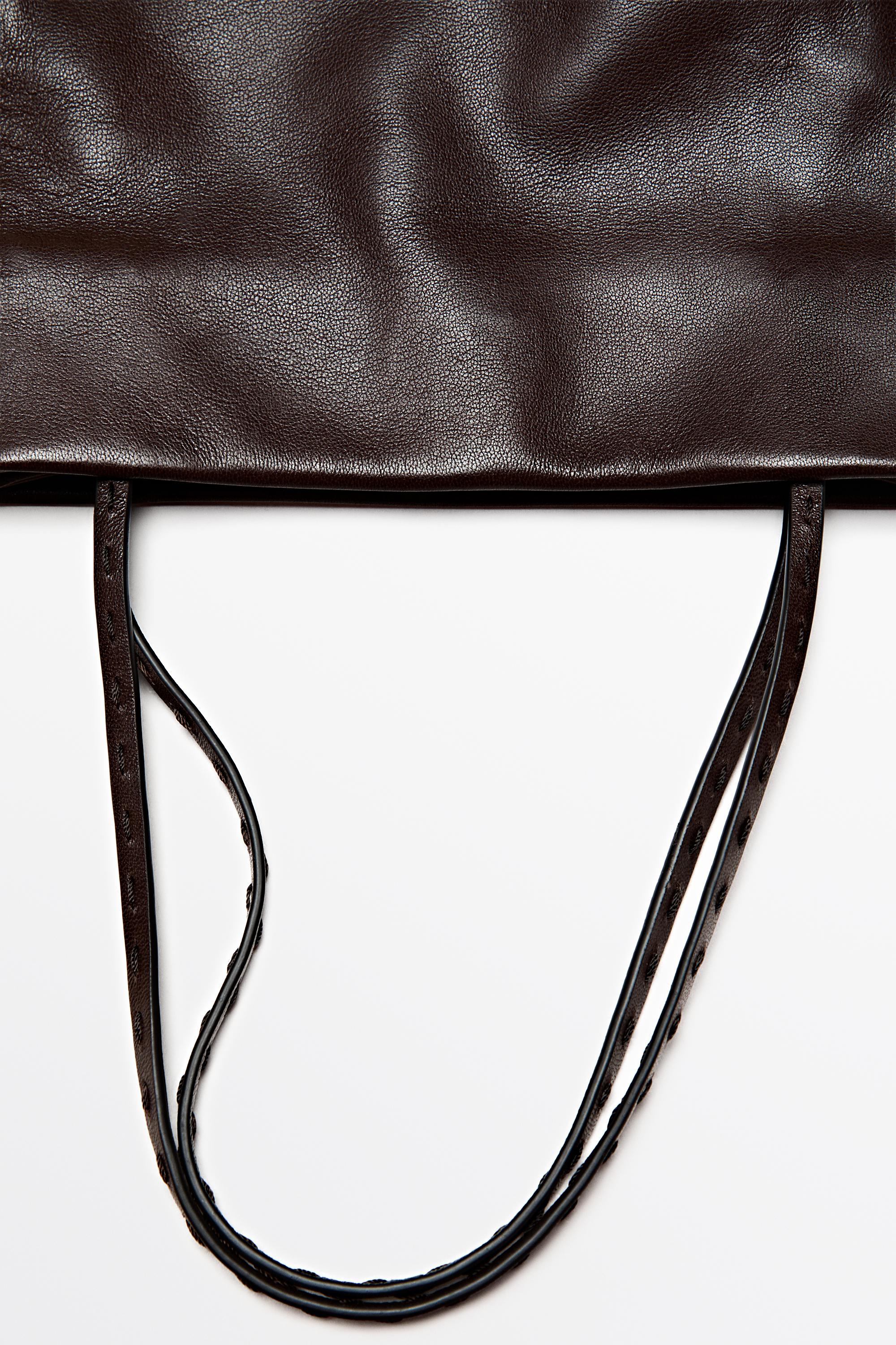 Nappa leather double compartment bag — BROWN