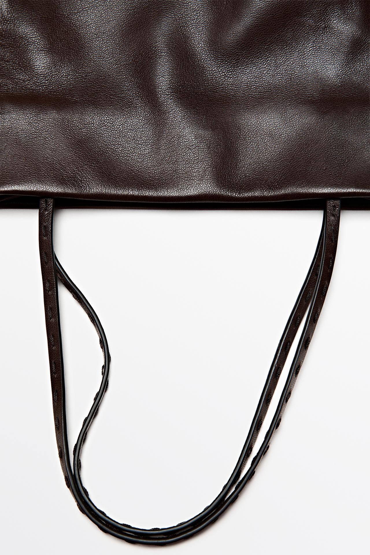 Nappa leather double compartment bag — BROWN