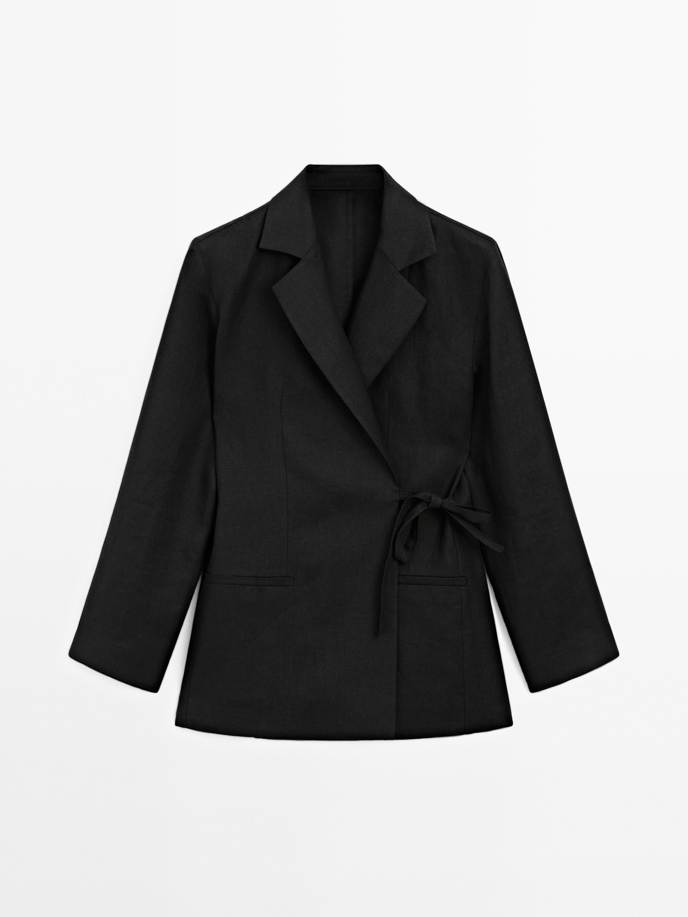 100% linen blazer with tie