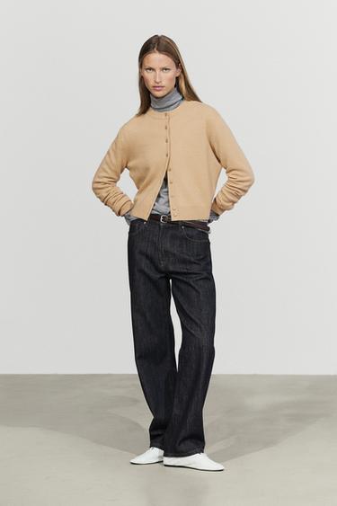 Knit cardigan with button detail — CAMEL 1