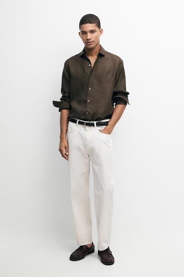 100% linen shirt — BROWN 1