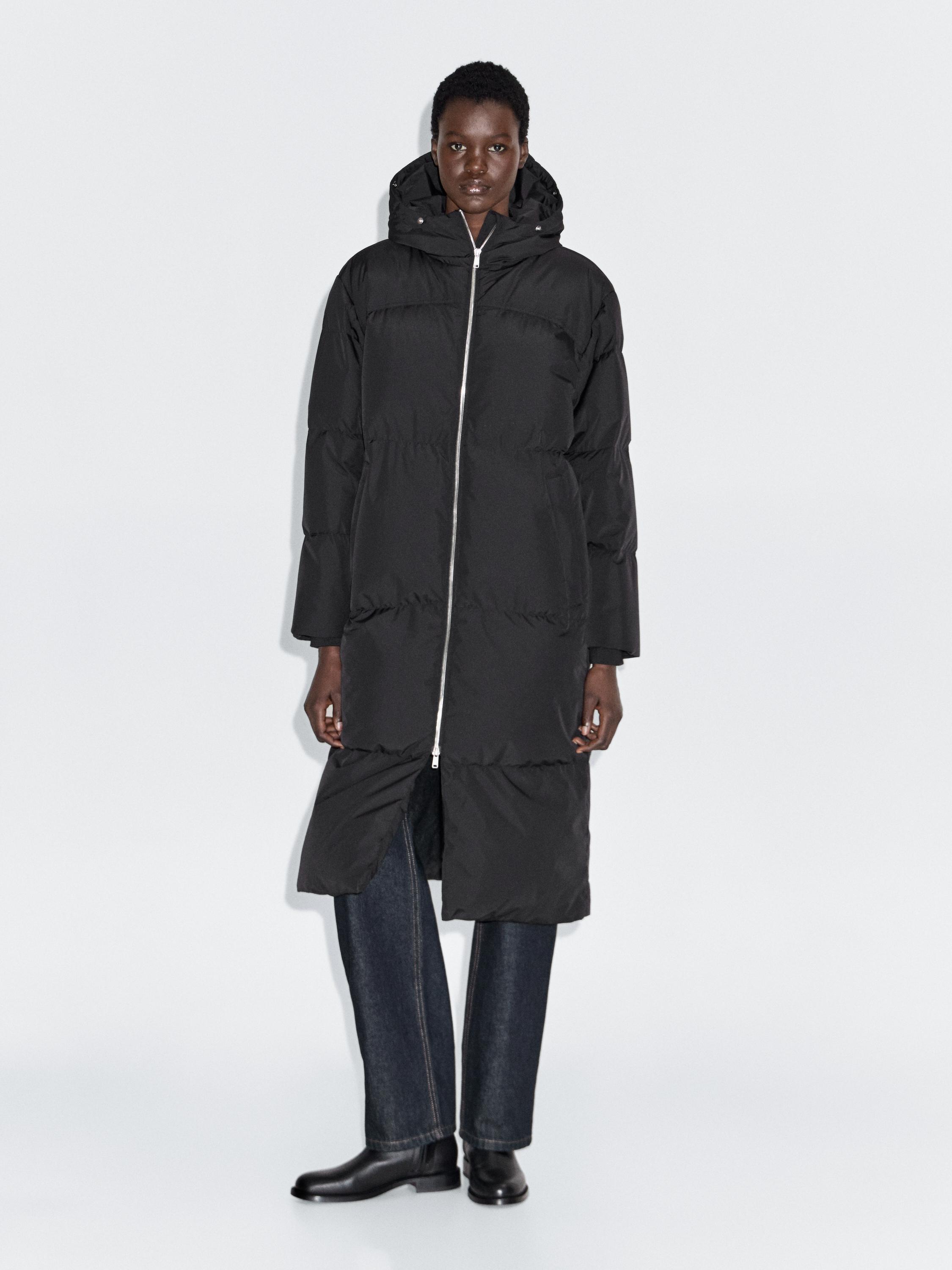 Manteau long matelassé déperlant