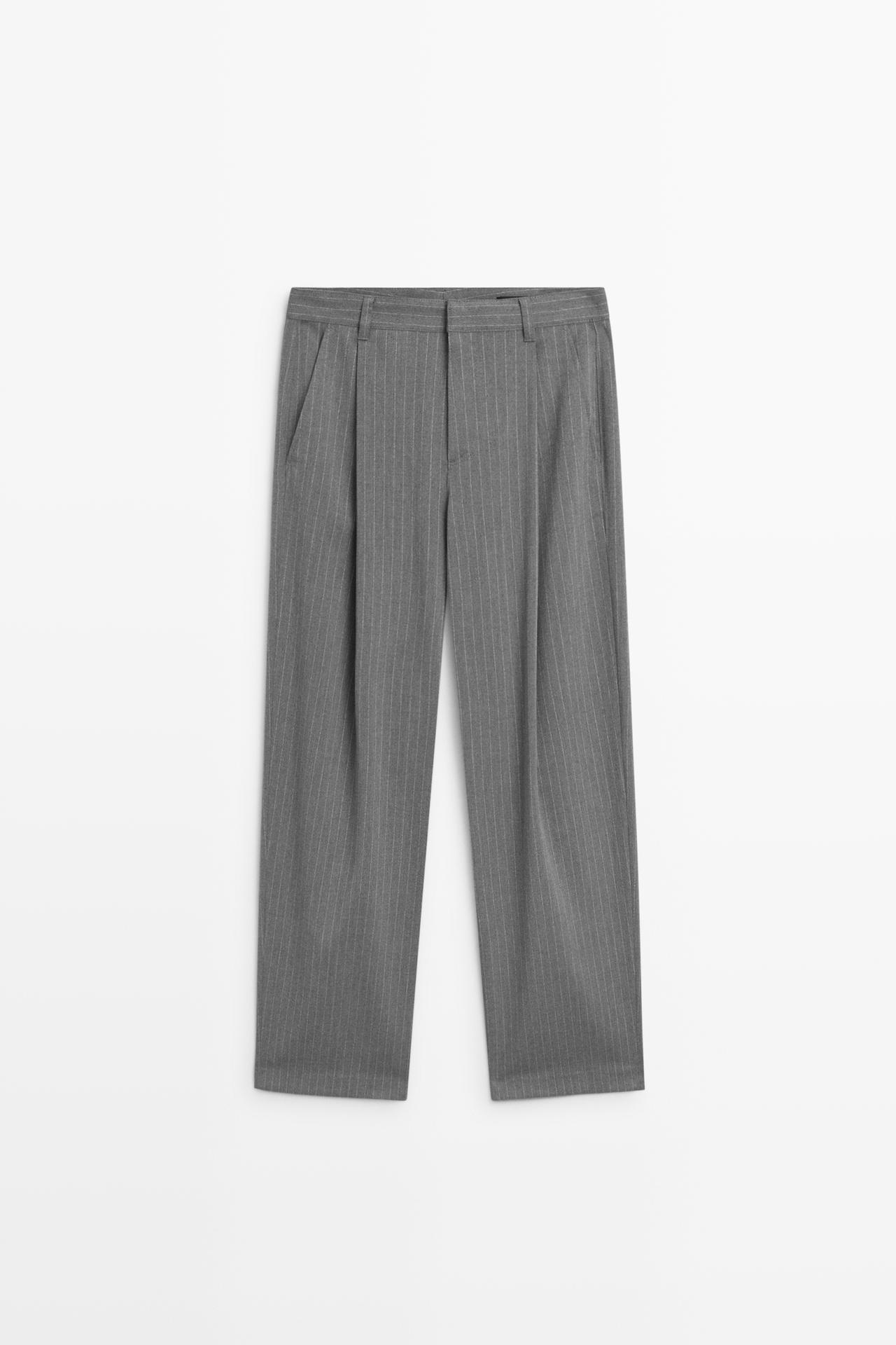 Pinstripe wide-leg pants — ANTHRACITE GREY