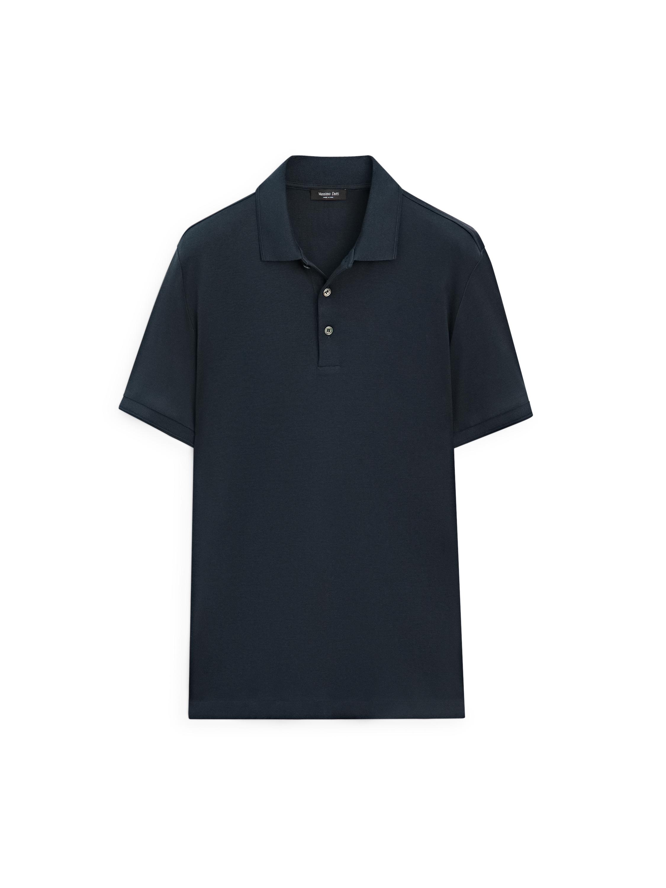Short sleeve cotton polo shirt — NAVY BLUE