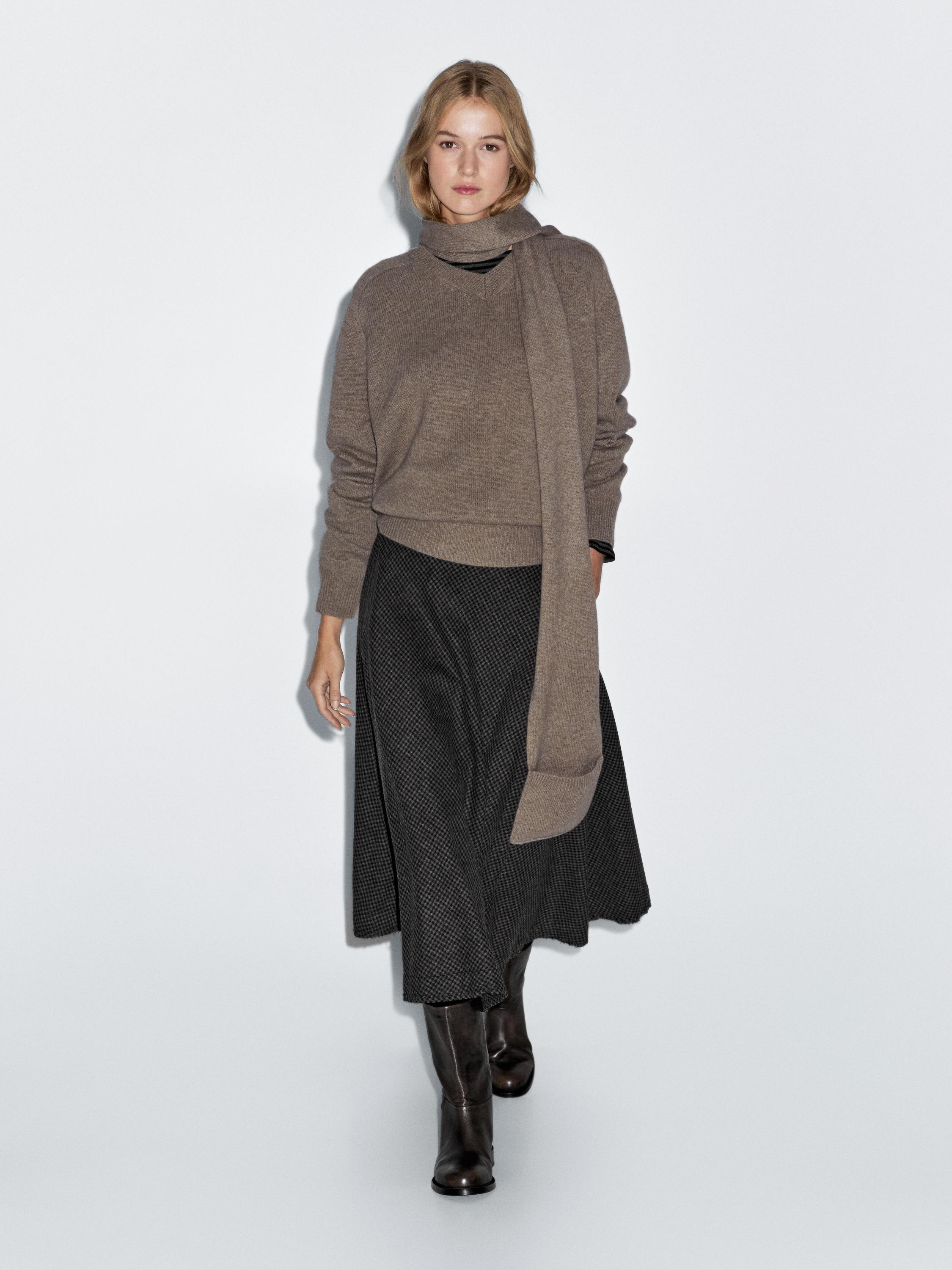 Gingham flared midi skirt