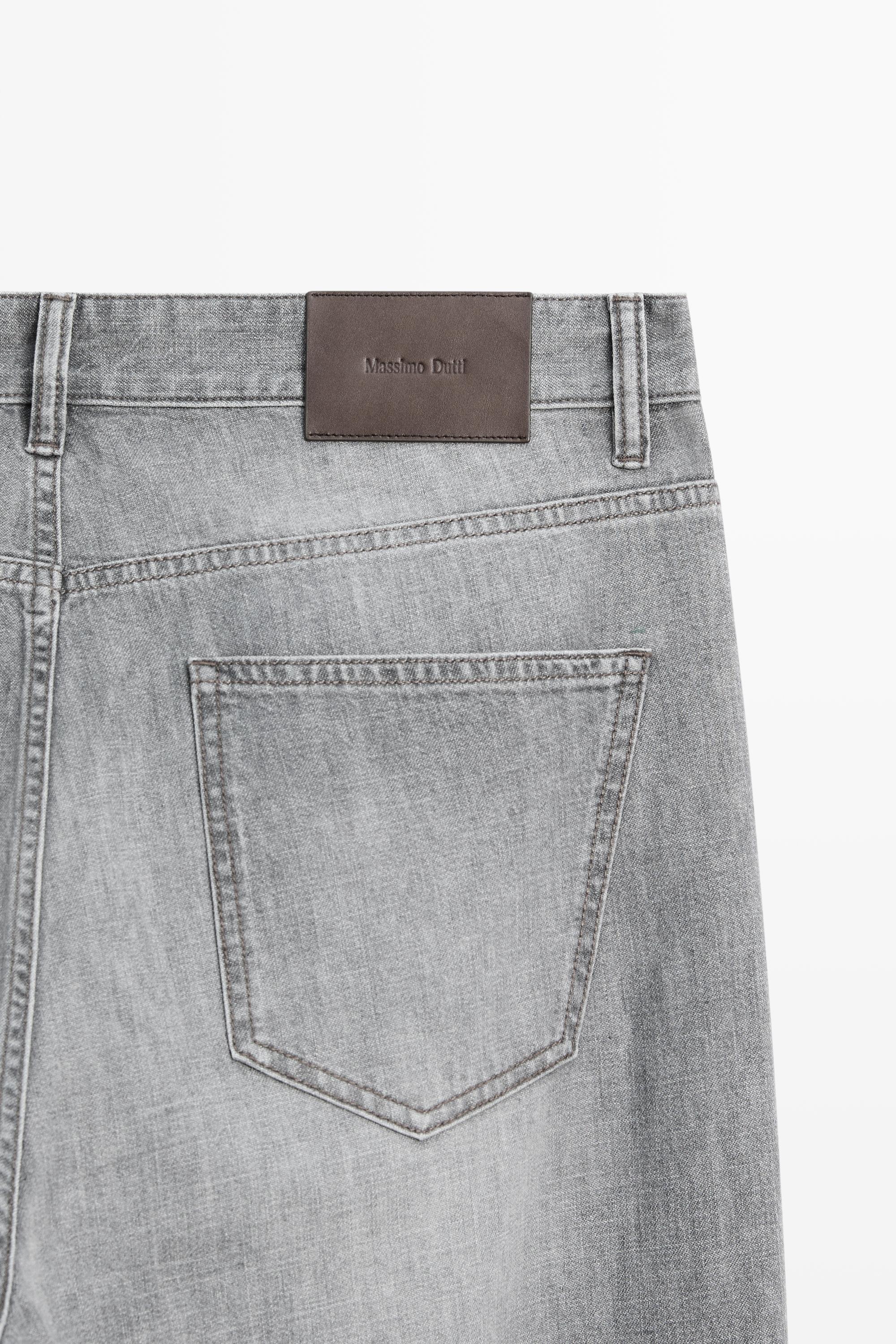 Lightweight straight-leg jeans — GREY MARL