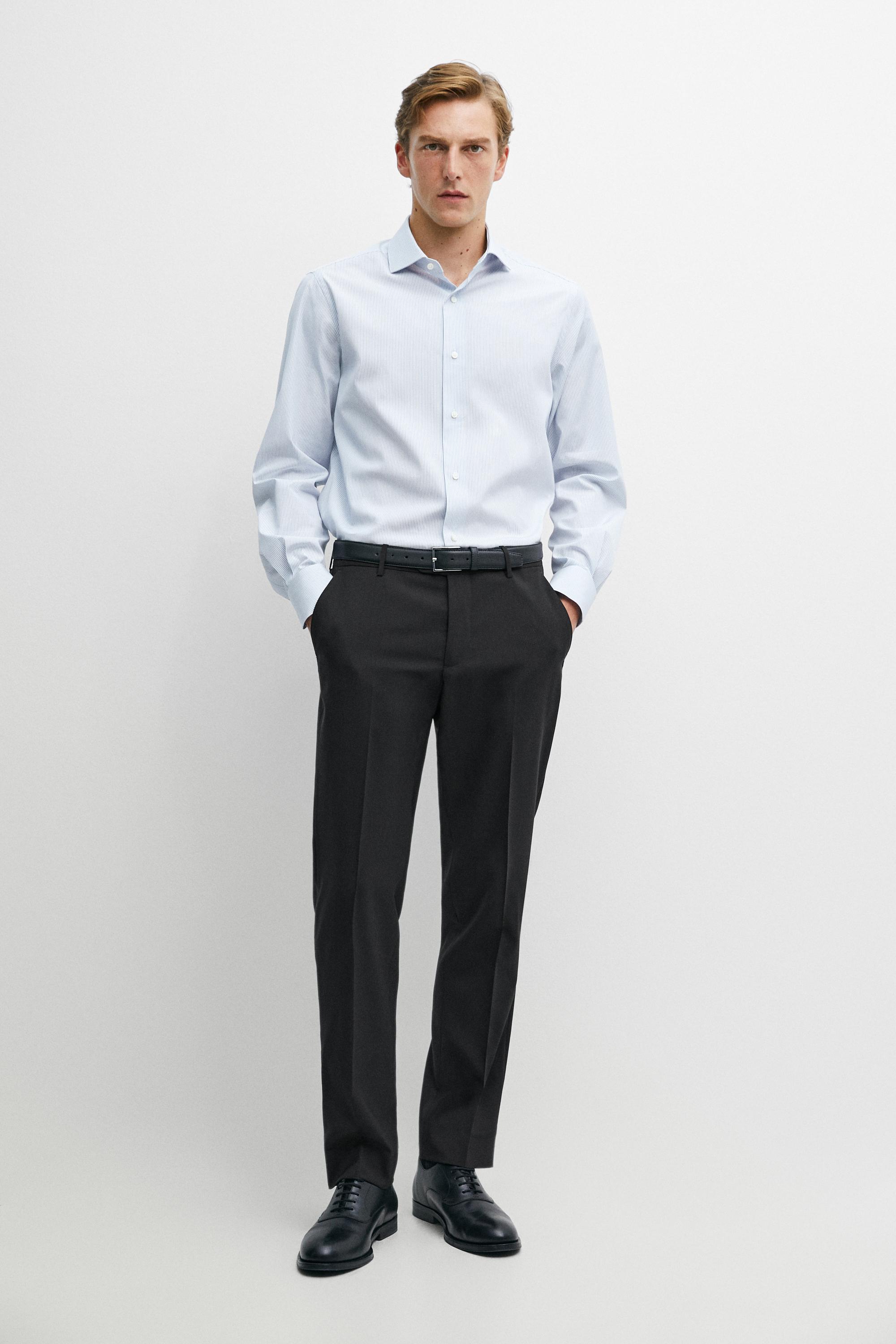 100% Cotton Striped Shirt — WHITE