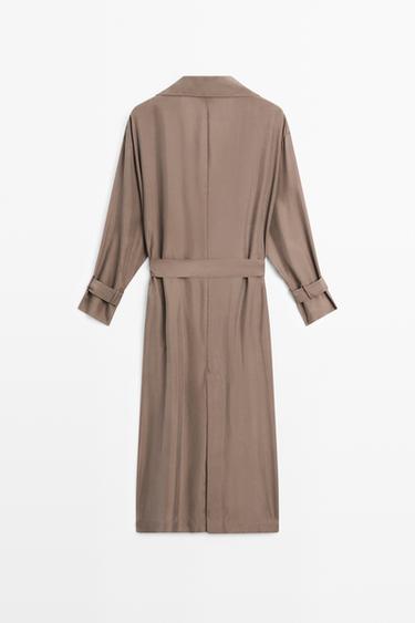 Draped neckline trench dress - STUDIO — BROWN 5