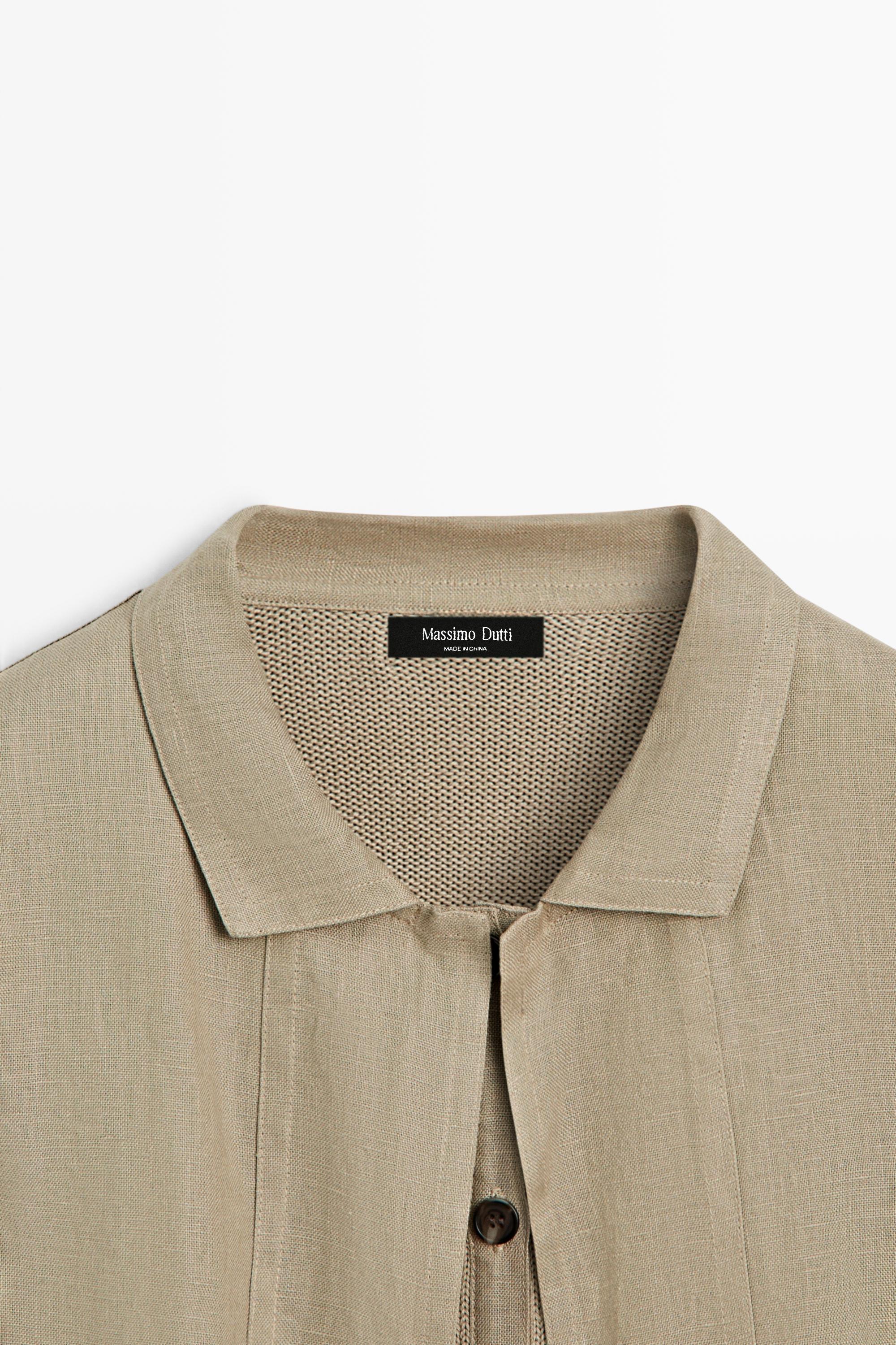 Cotton linen blend cardigan with pockets — GREENISH