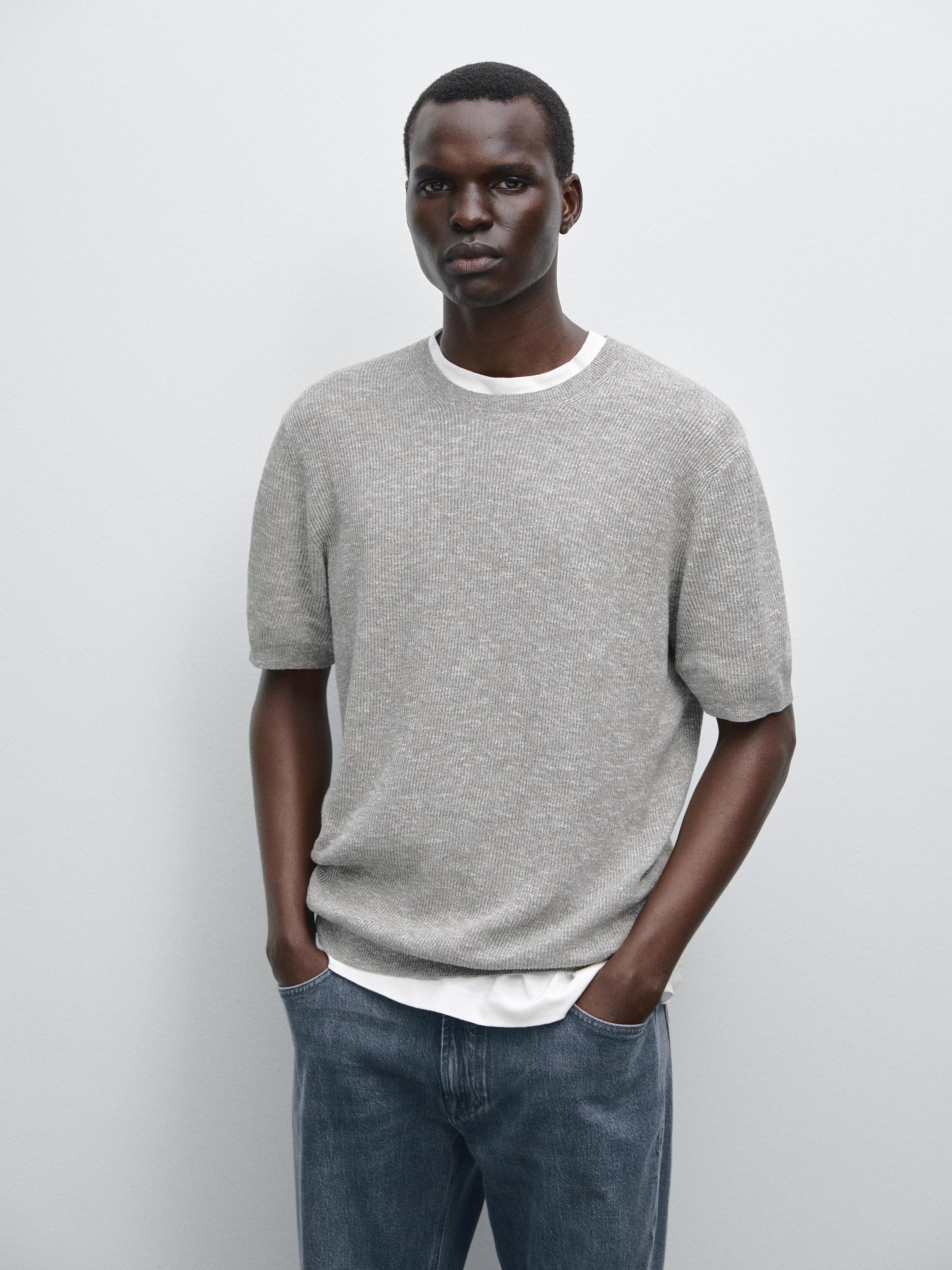 Short sleeve mouliné knit T-shirt