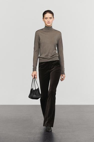 100% wool mock neck knit sweater — GREEN MARL 1
