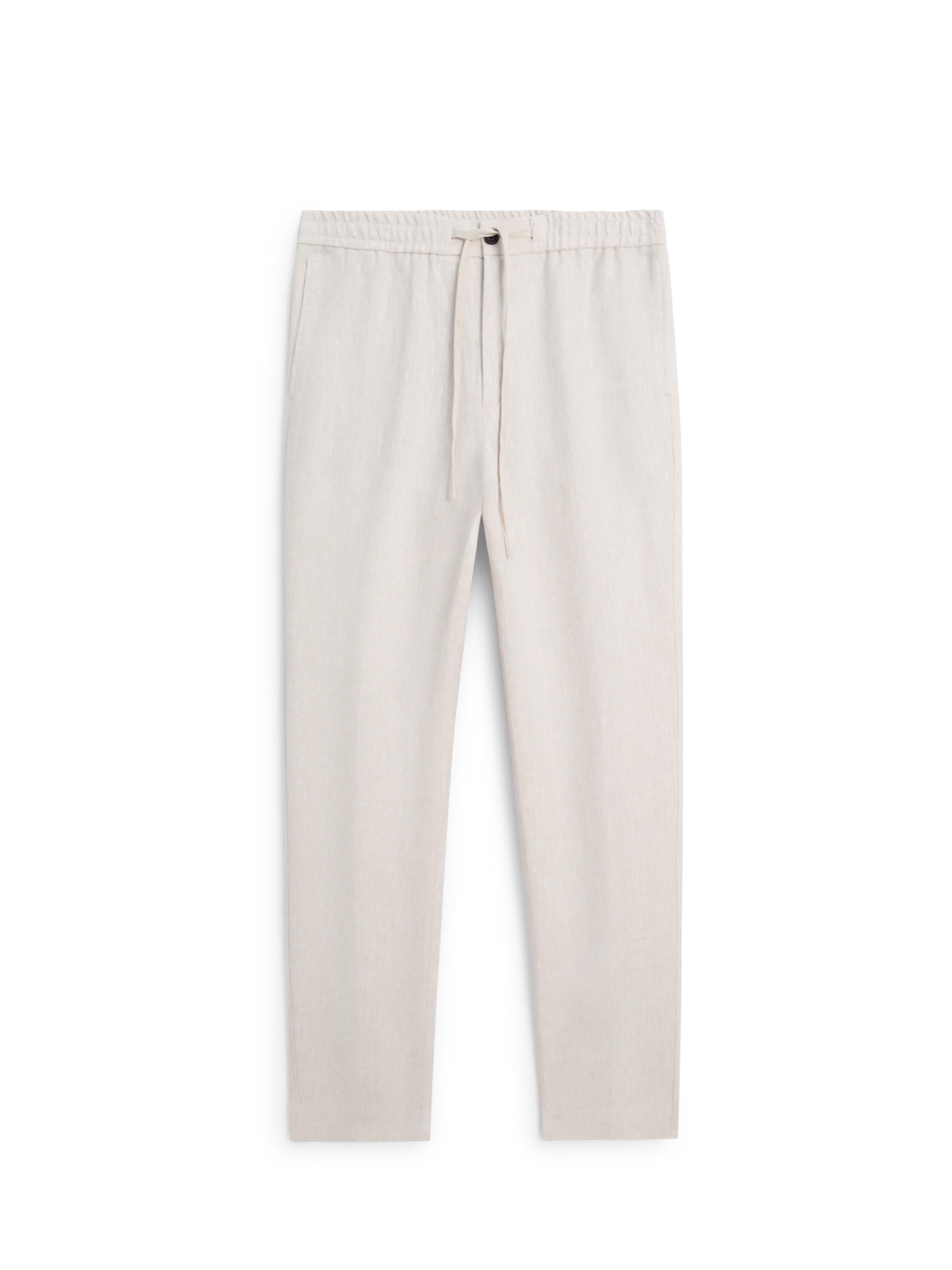 Linen jogger fit trousers — SAND BROWN