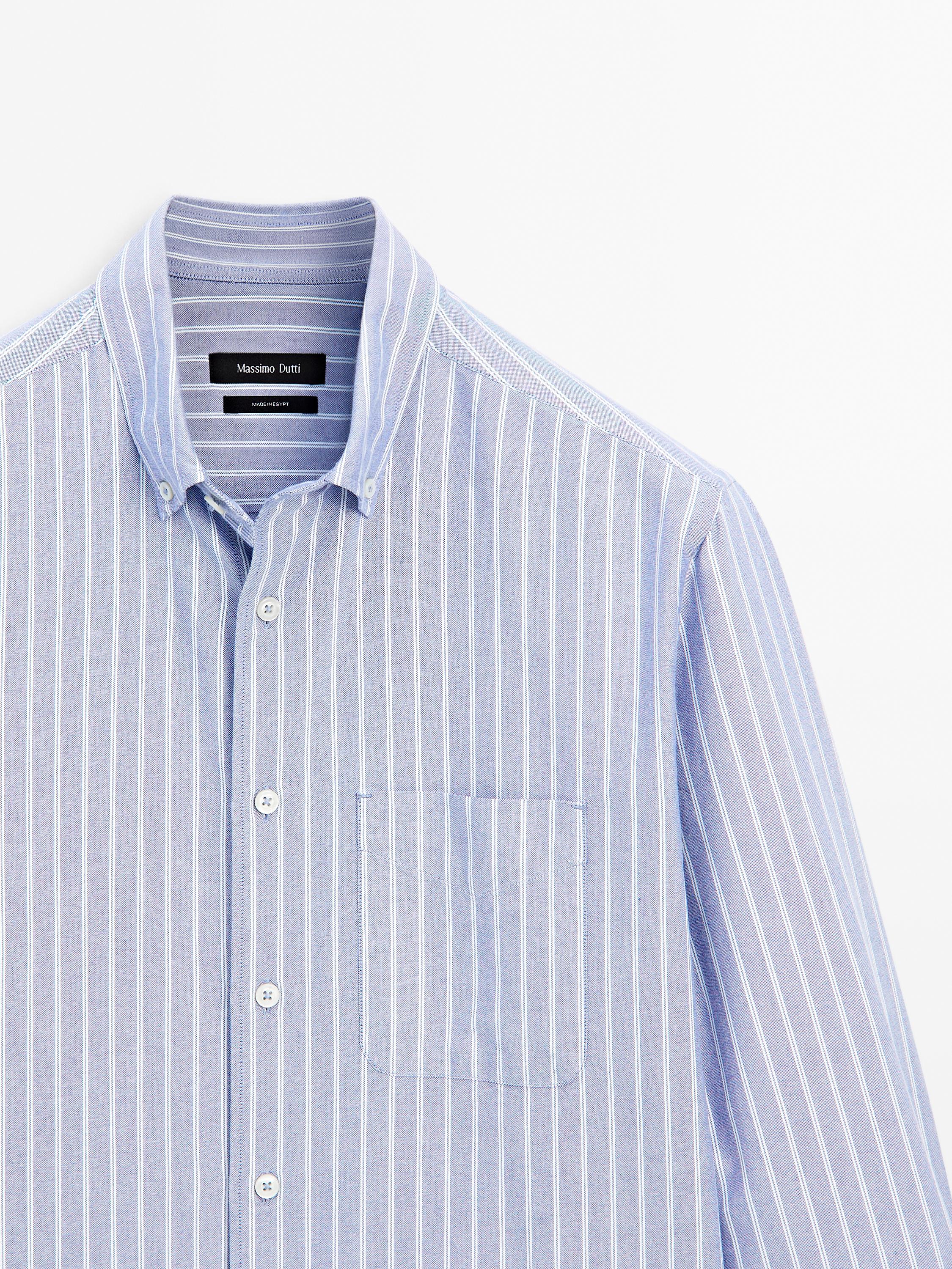 Regular fit striped cotton Oxford shirt