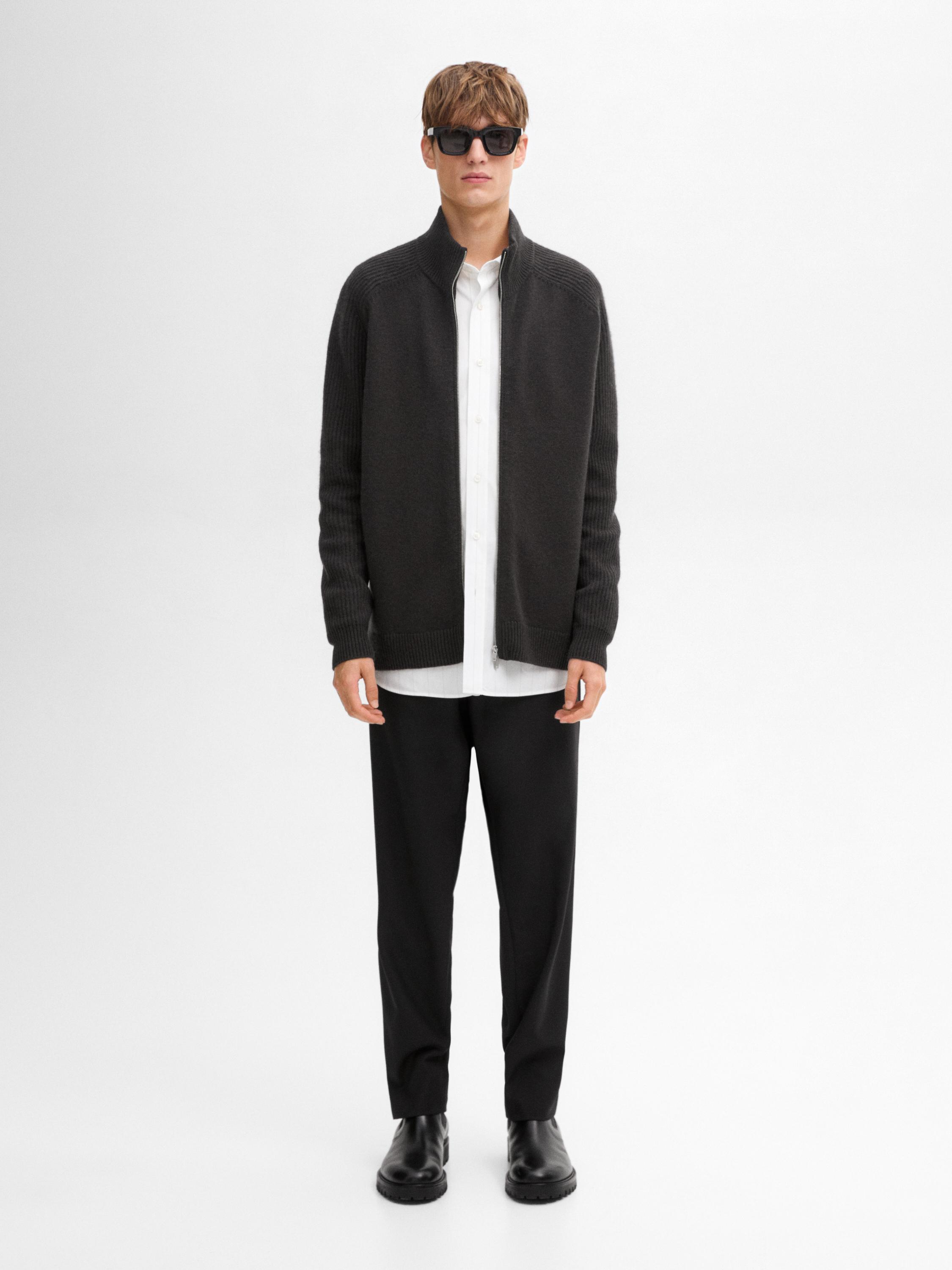 Cárdigan cuello alto mezcla lana