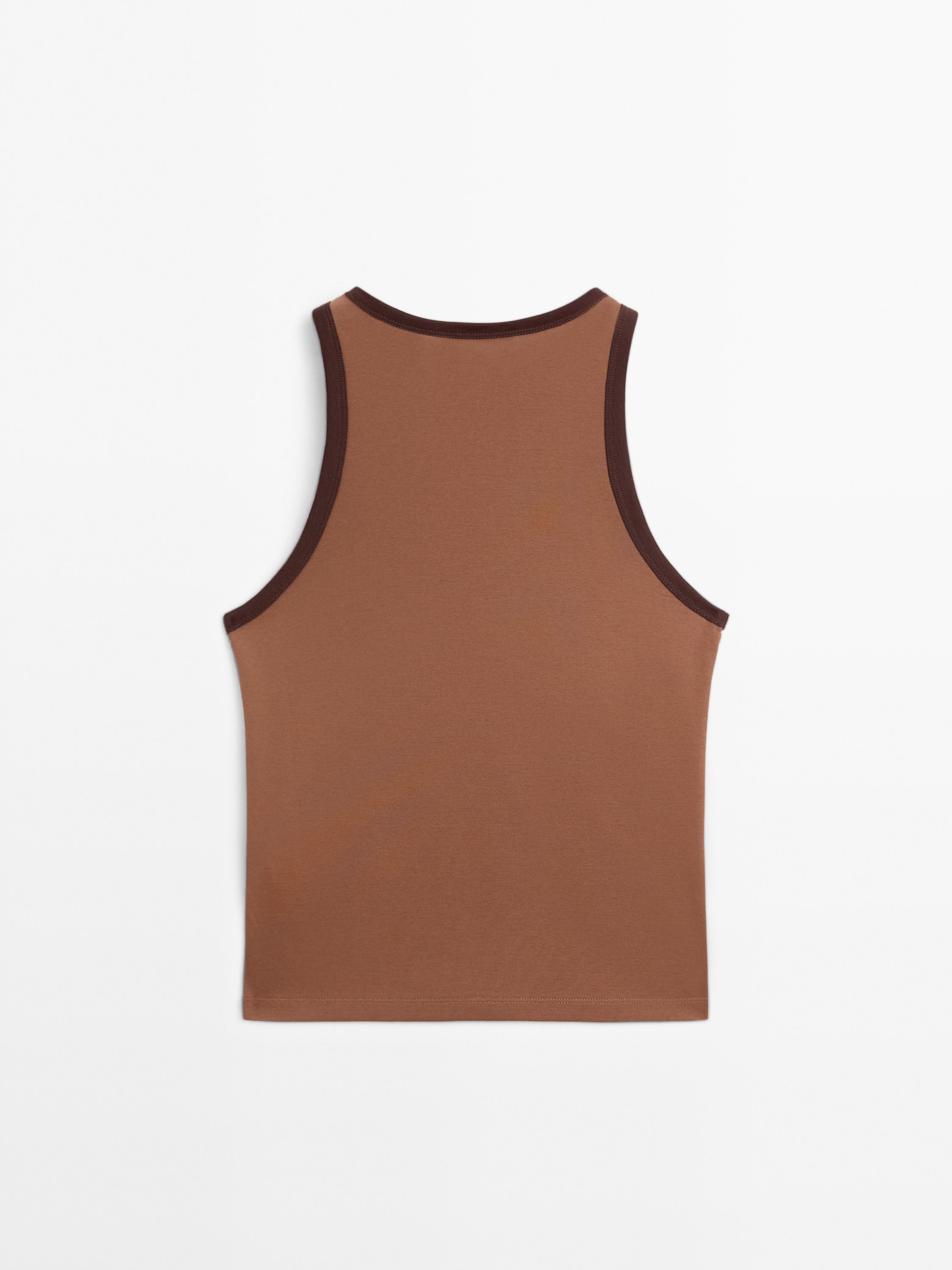 100% cotton halter top with contrast detail