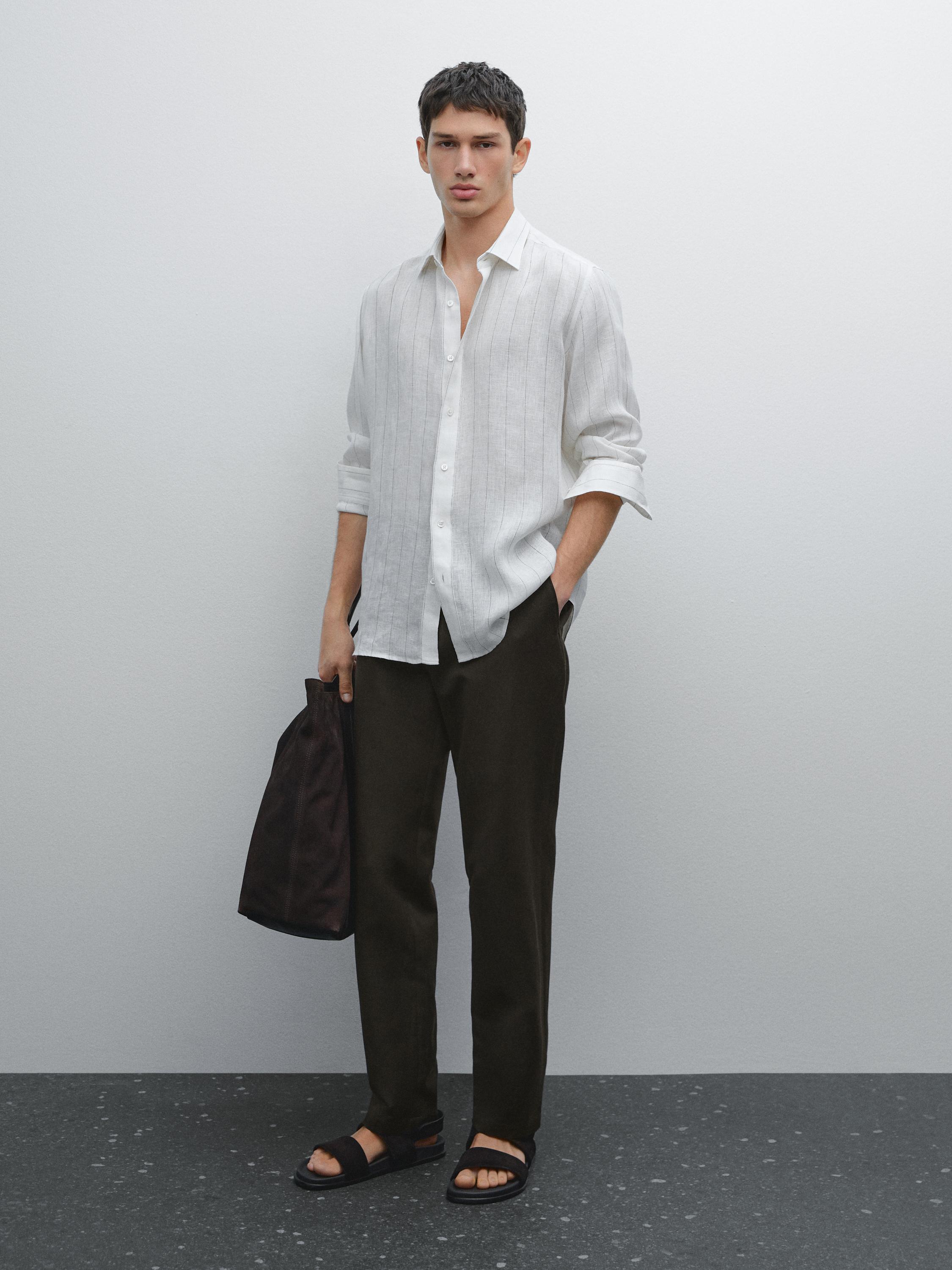 100% linen pinstripe shirt
