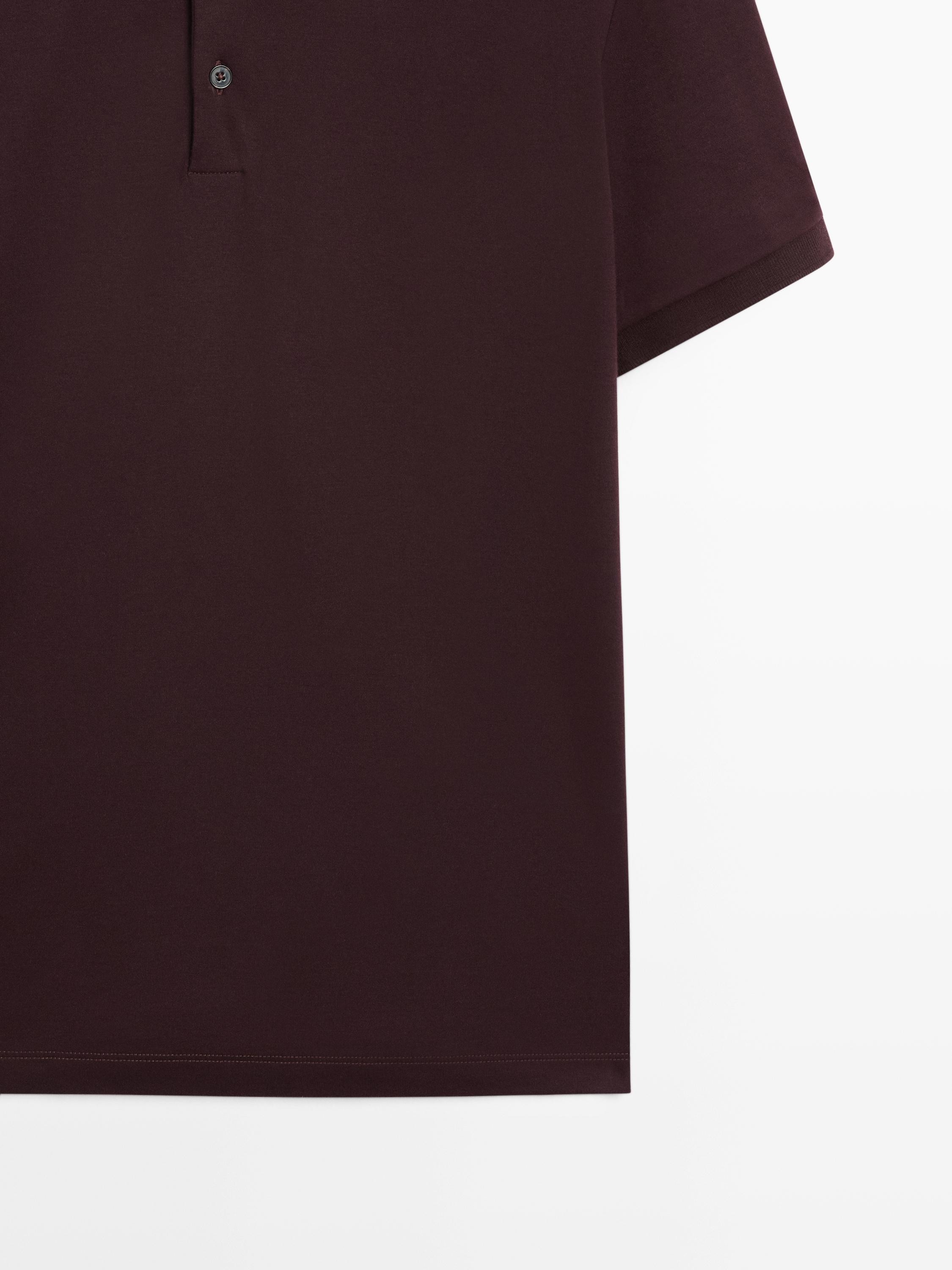 Cotton blend short sleeve polo shirt — MAROON