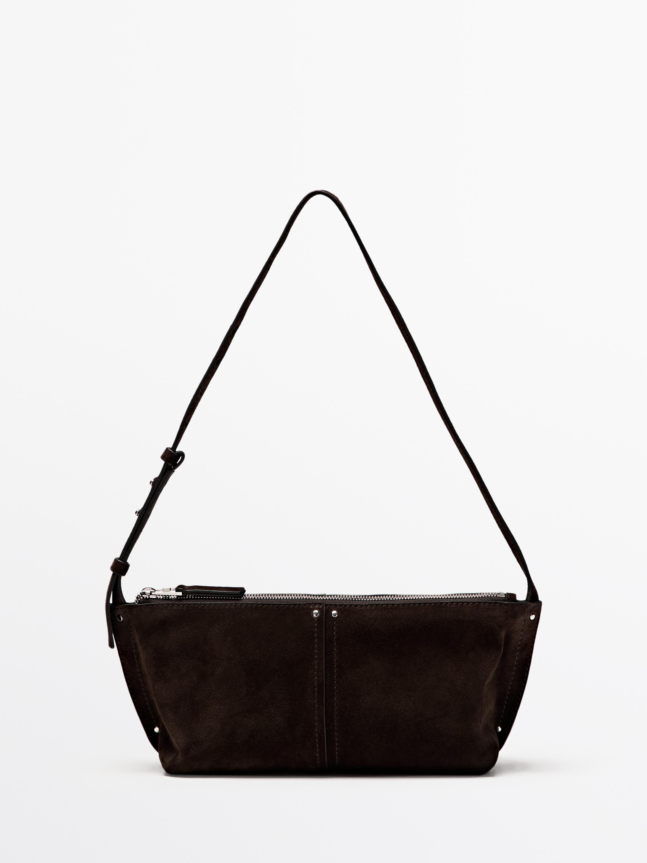 Split suede shoulder bag