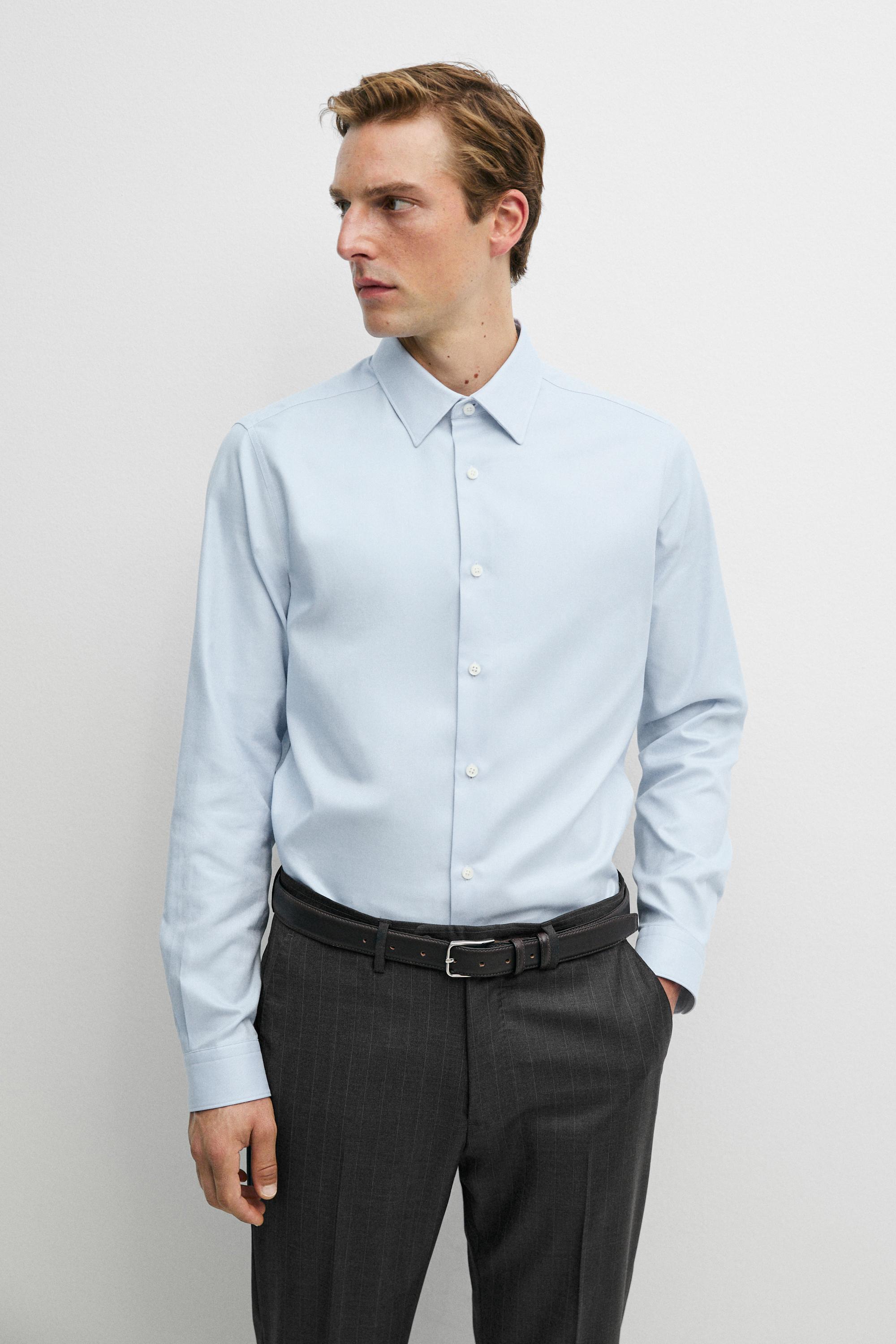 Slim fit 100% cotton Oxford shirt — SKY BLUE