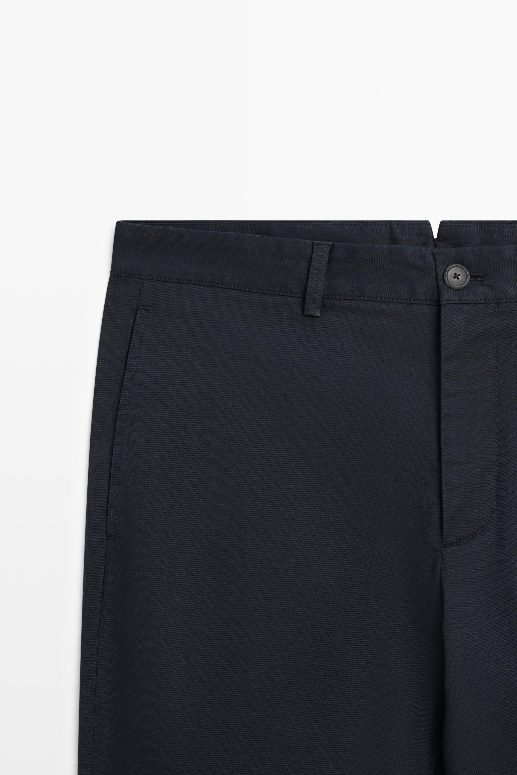 Cotton-blend slim fit pants — NAVY BLUE