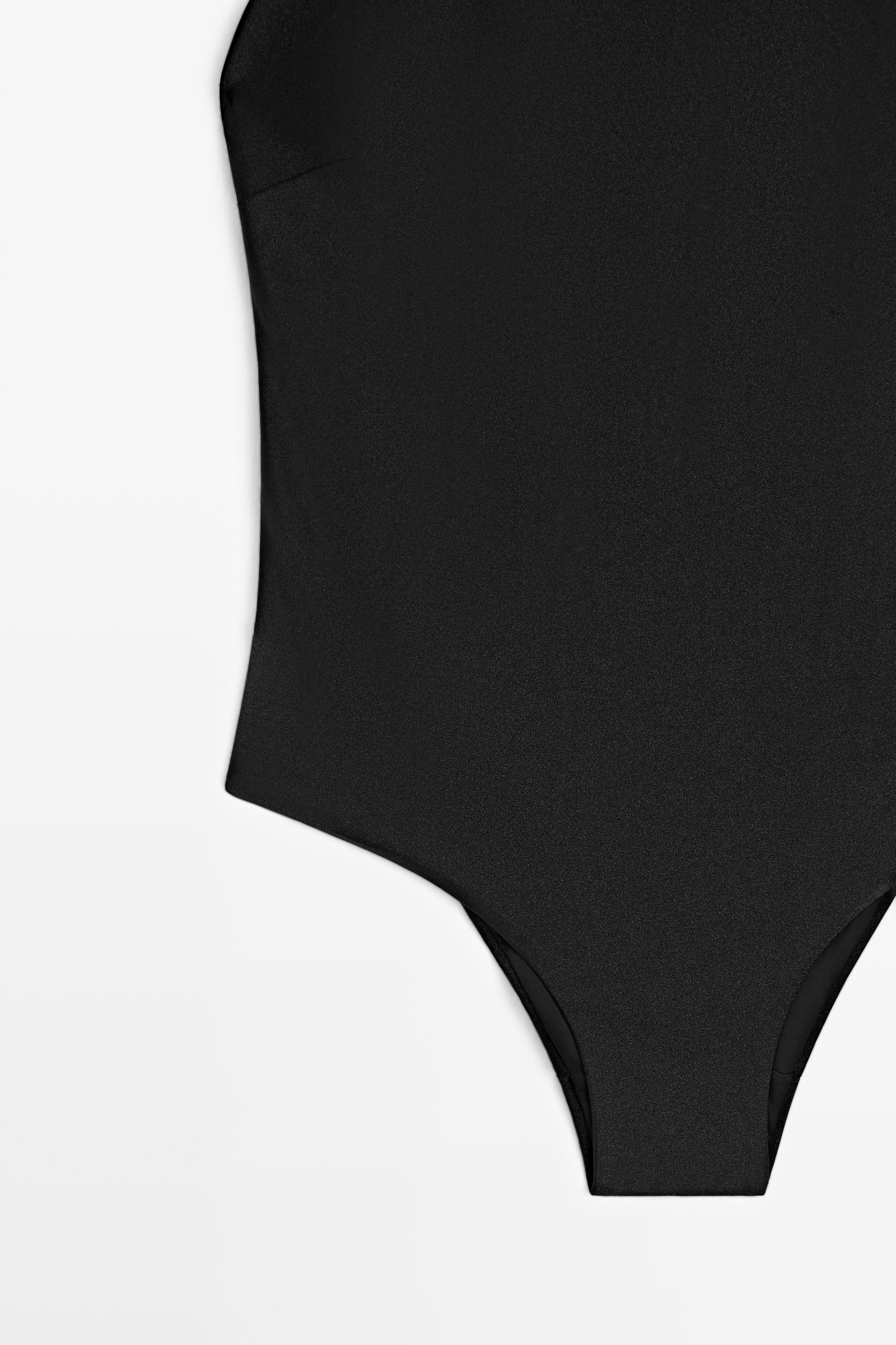 Shimmery halter swimsuit — BLACK