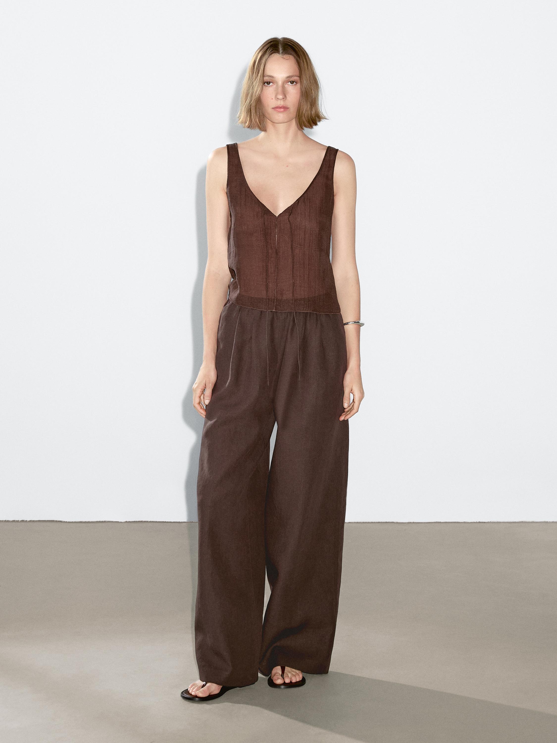 Pantalón fluido 100% lino