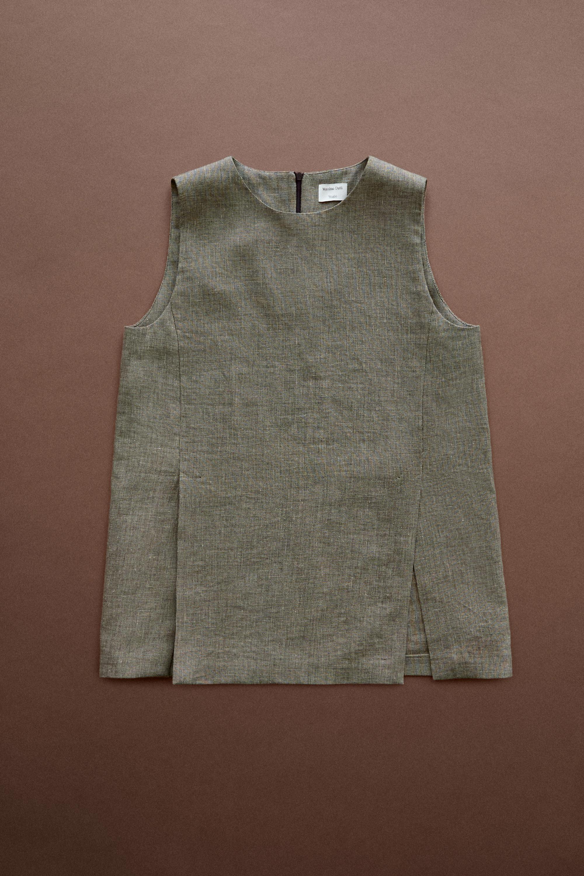STUDIO textured top with cut-out details — GREENISH