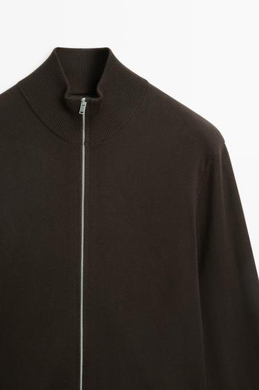 100% cotton knit cardigan — BROWN MARL 9