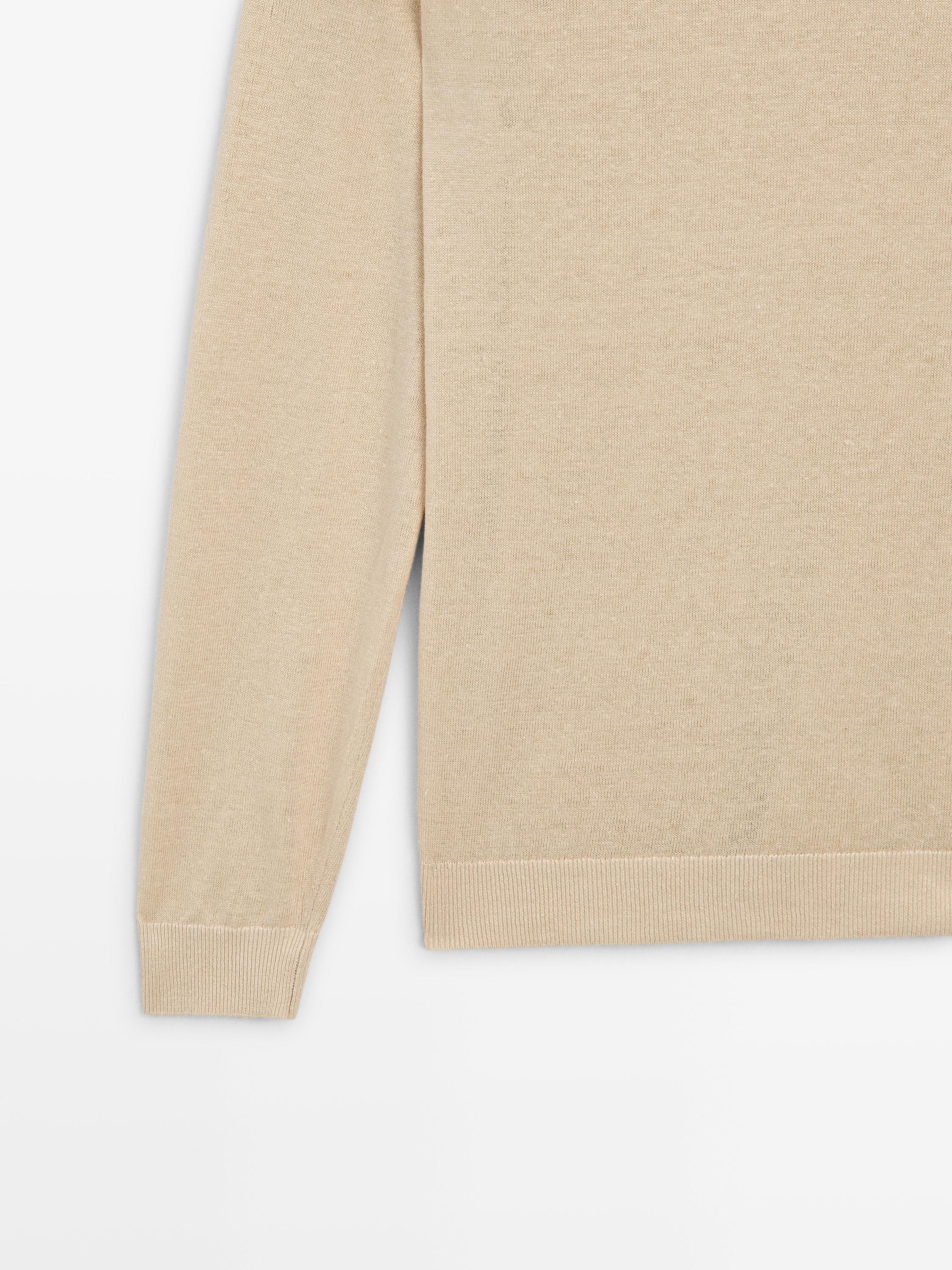100% linen knit crew neck sweater — Vanilla