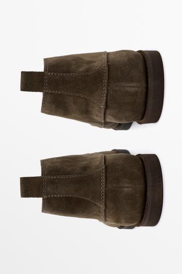 Split suede leather ankle boot — BROWN 6