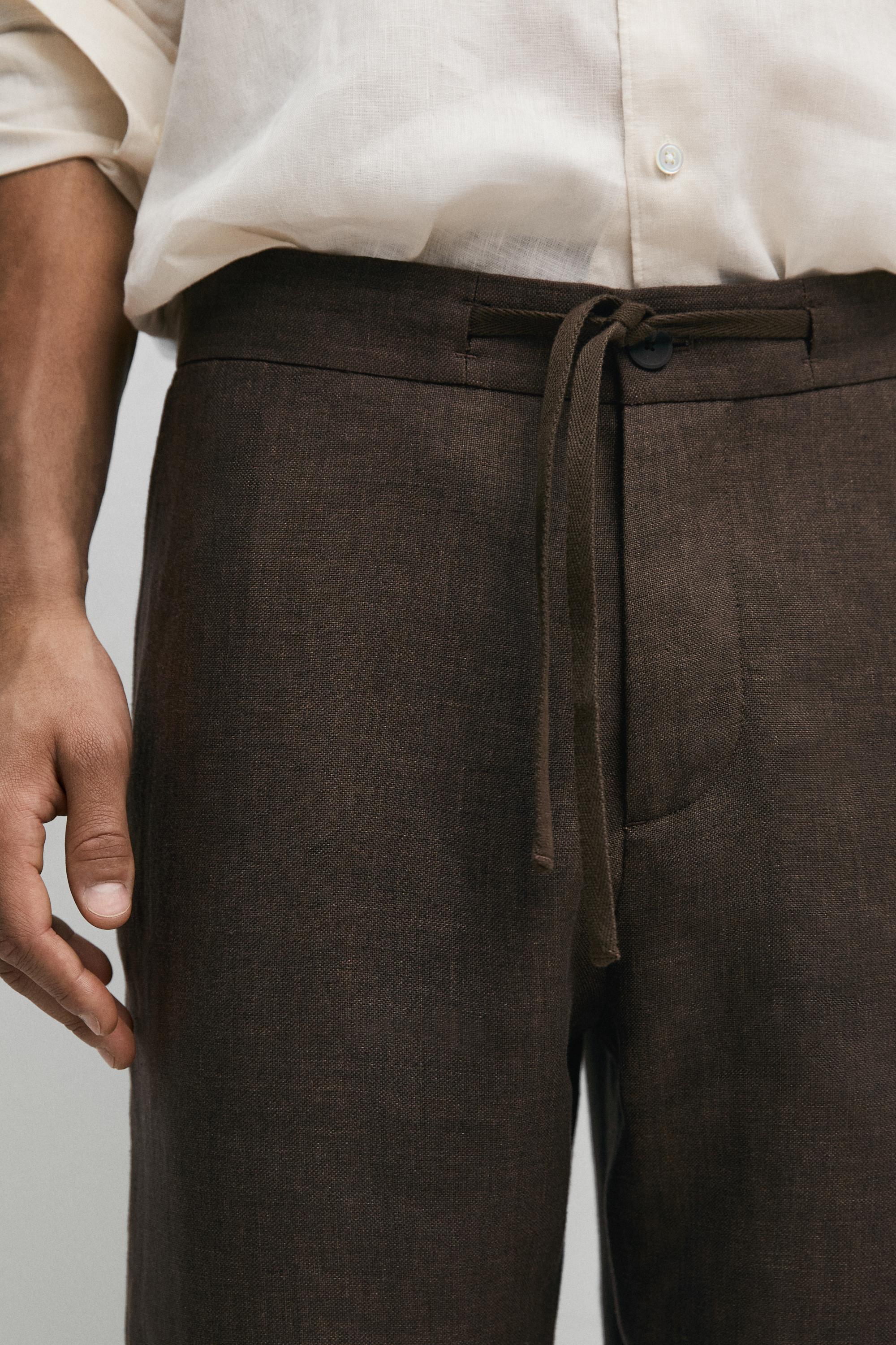 Faded total look linen trousers — OCHRE