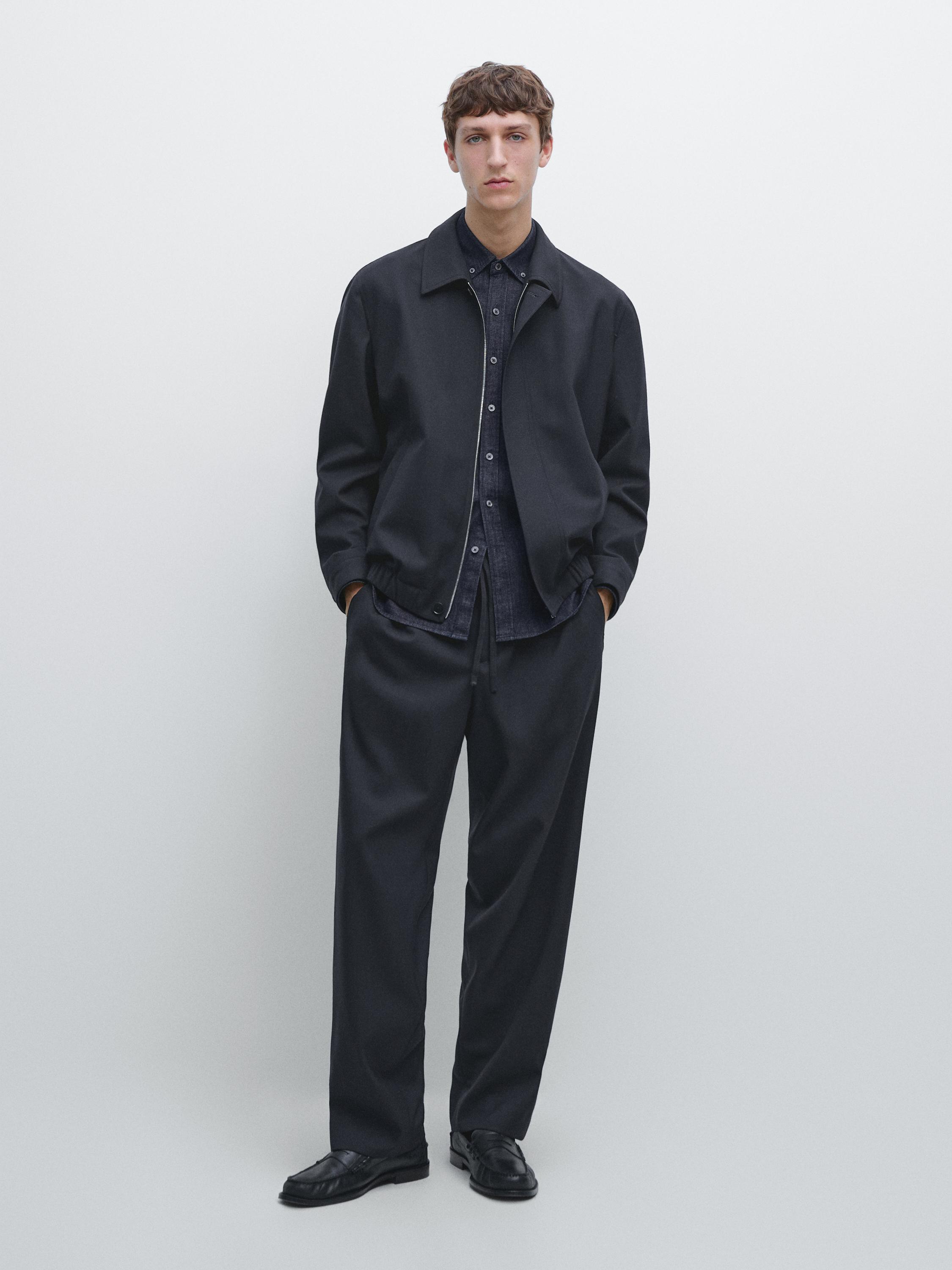Cold wool total look jacket — NAVY BLUE