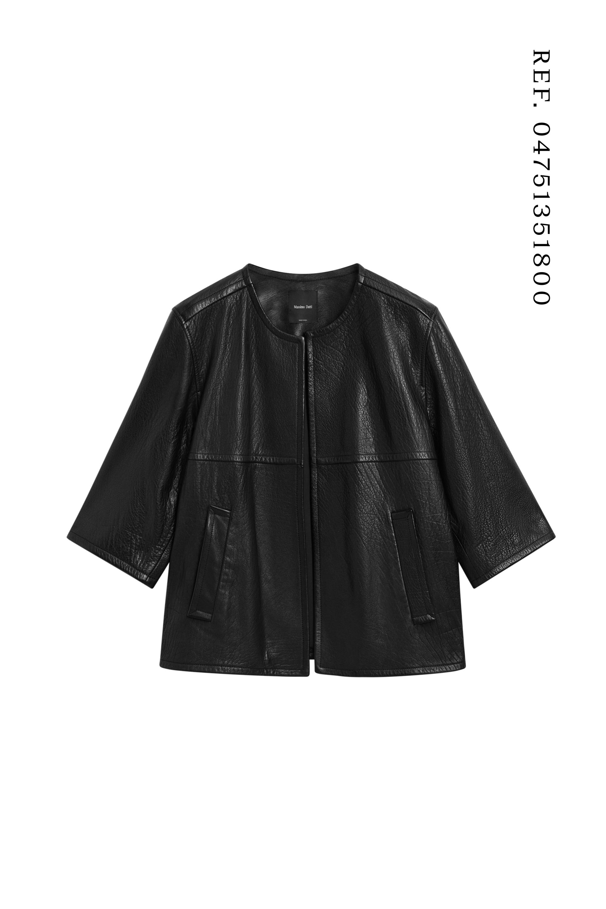Cropped nappa leather jacket — BLACK
