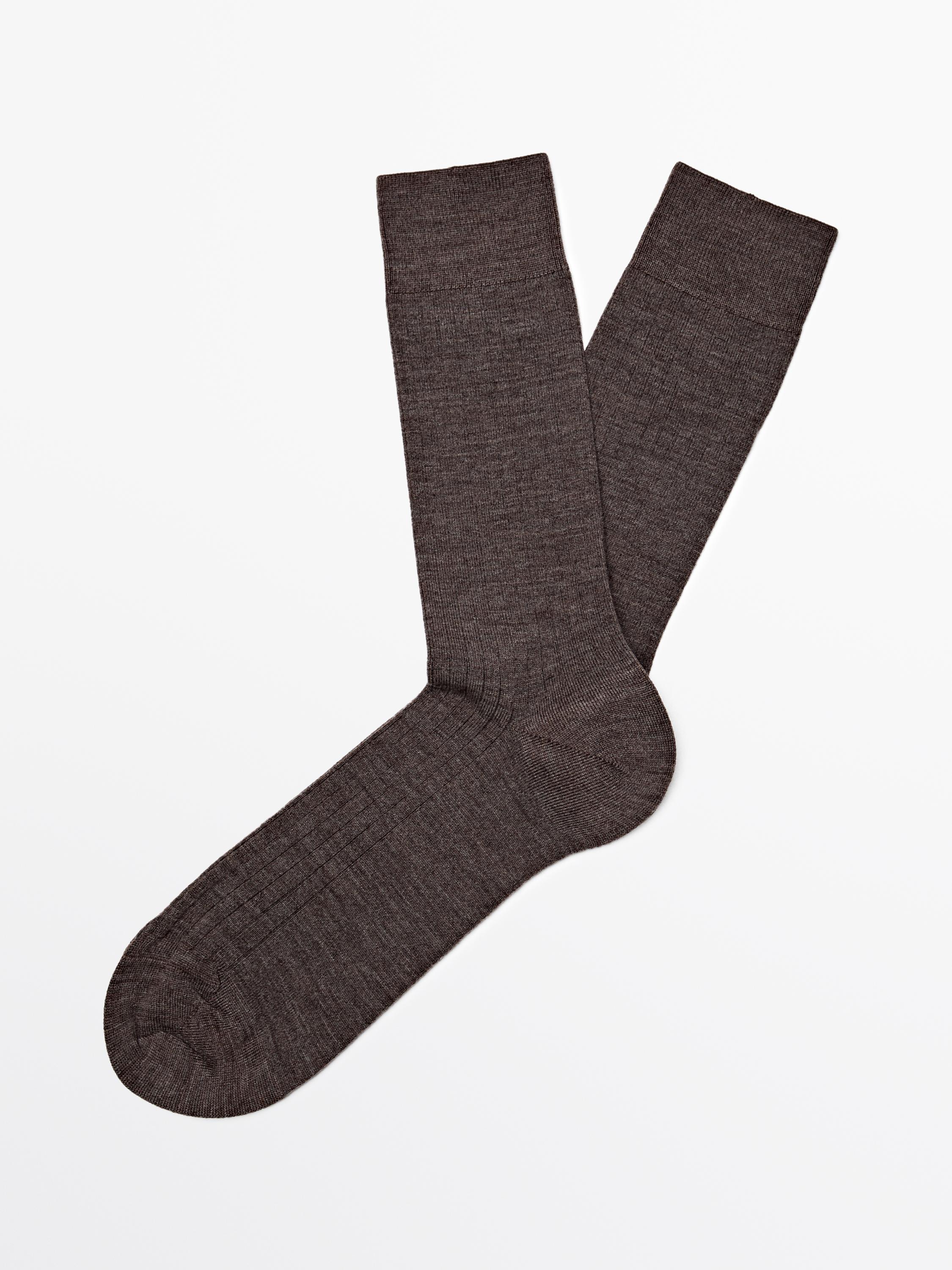 Ribbed knit wool blend socks
