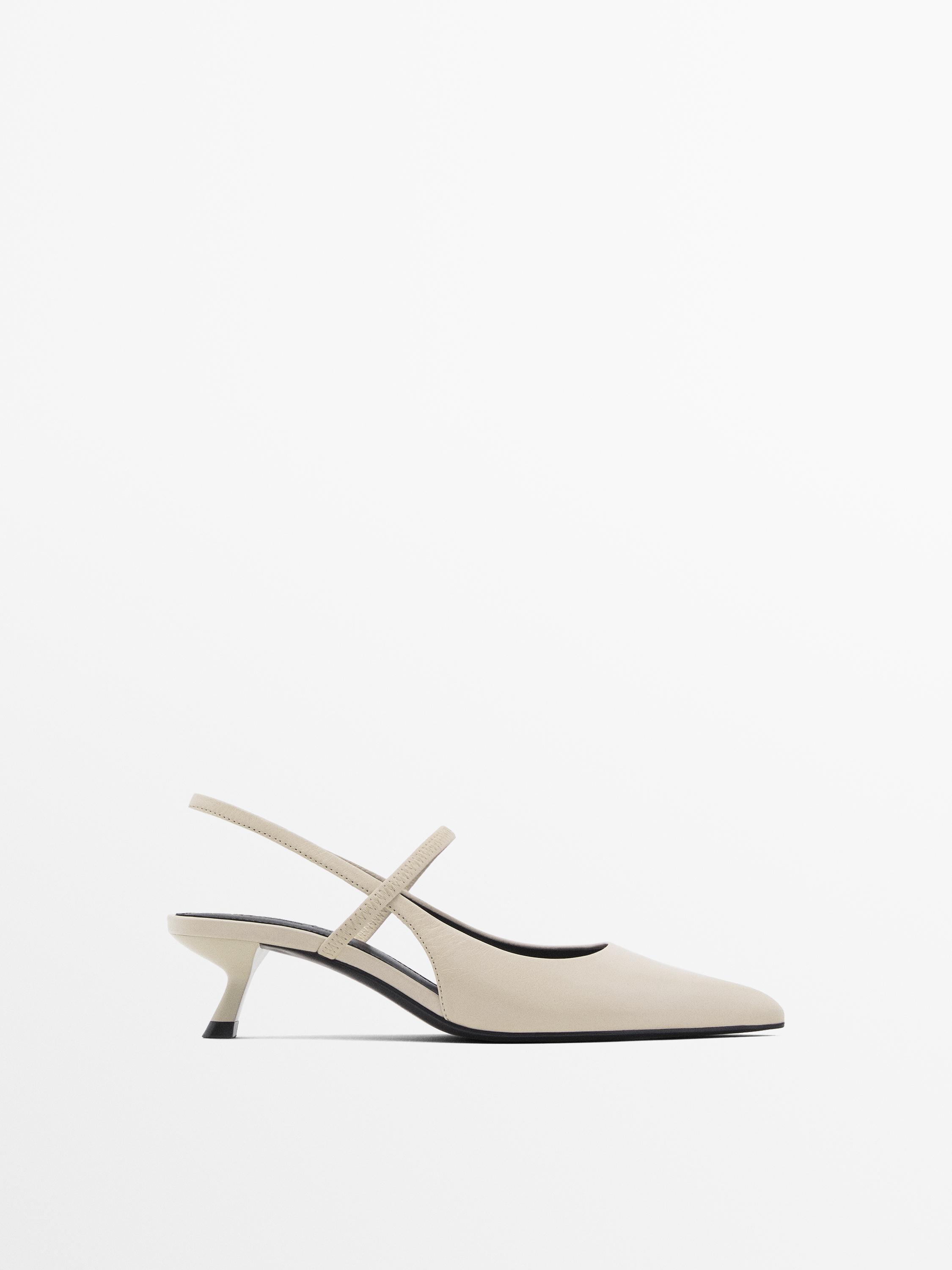 Massimo Dutti Slingback Instep Strap Heels Elastic Slingback