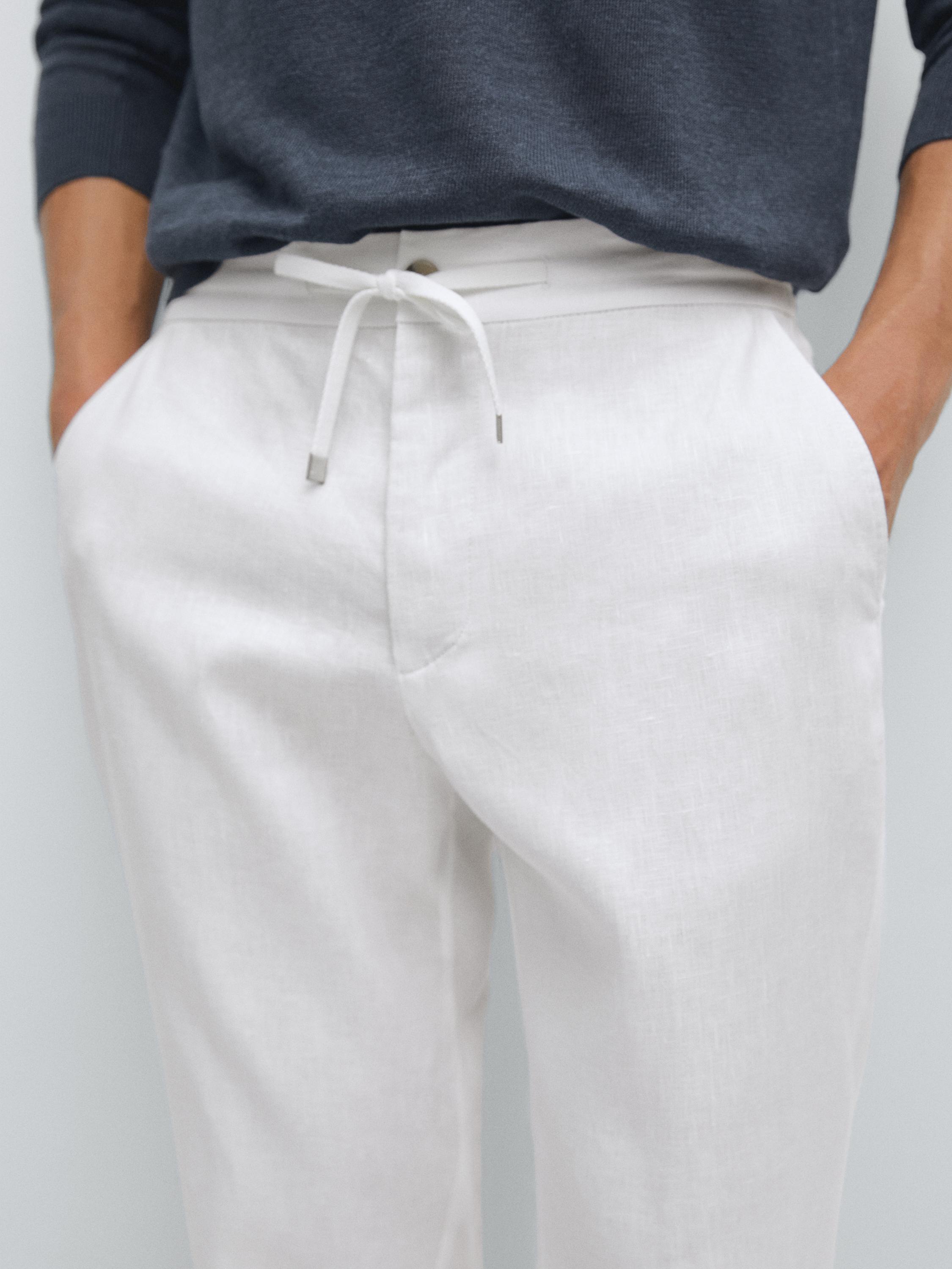 100% linen jogger trousers
