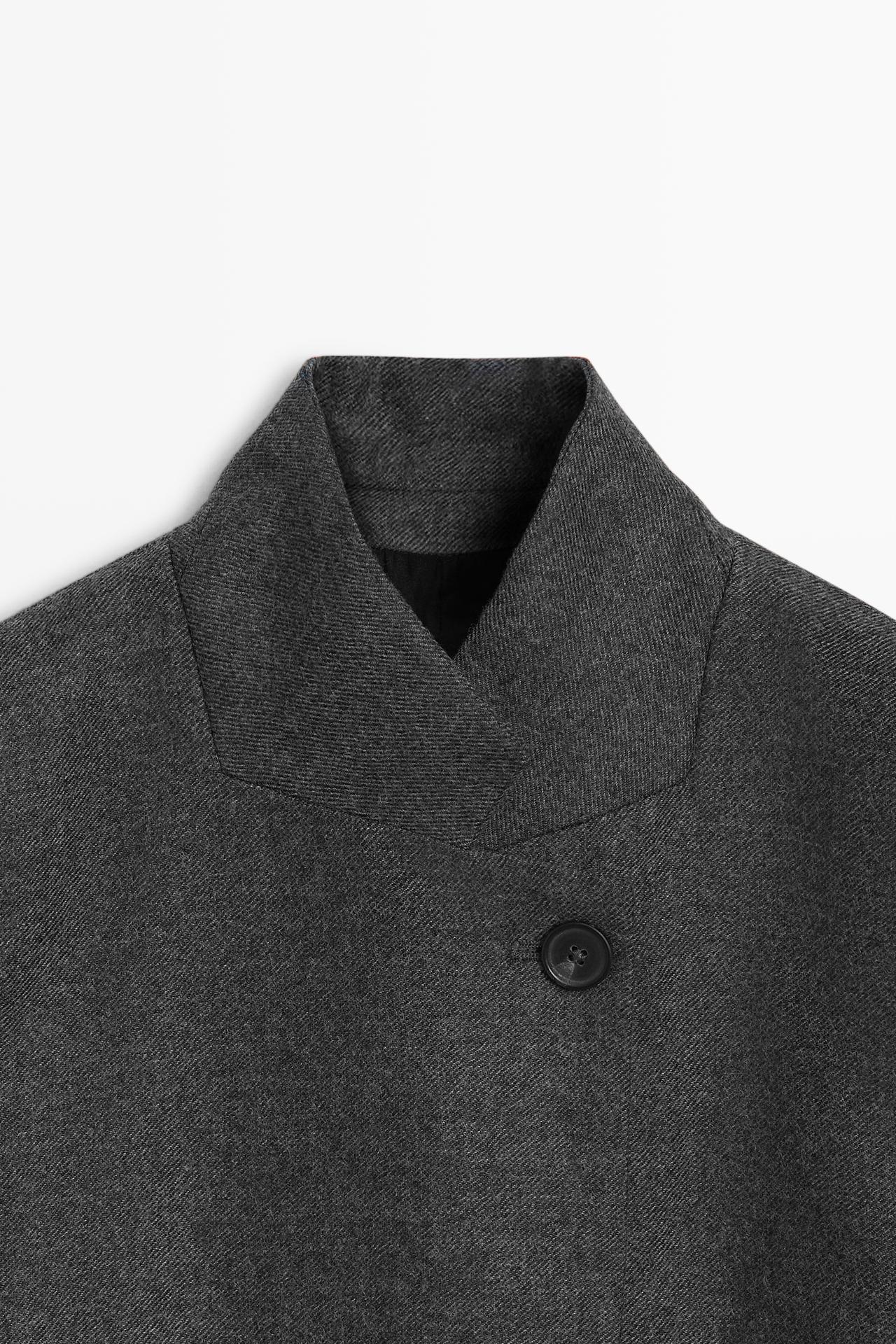 100% wool flannel suit blazer — DARK GREY