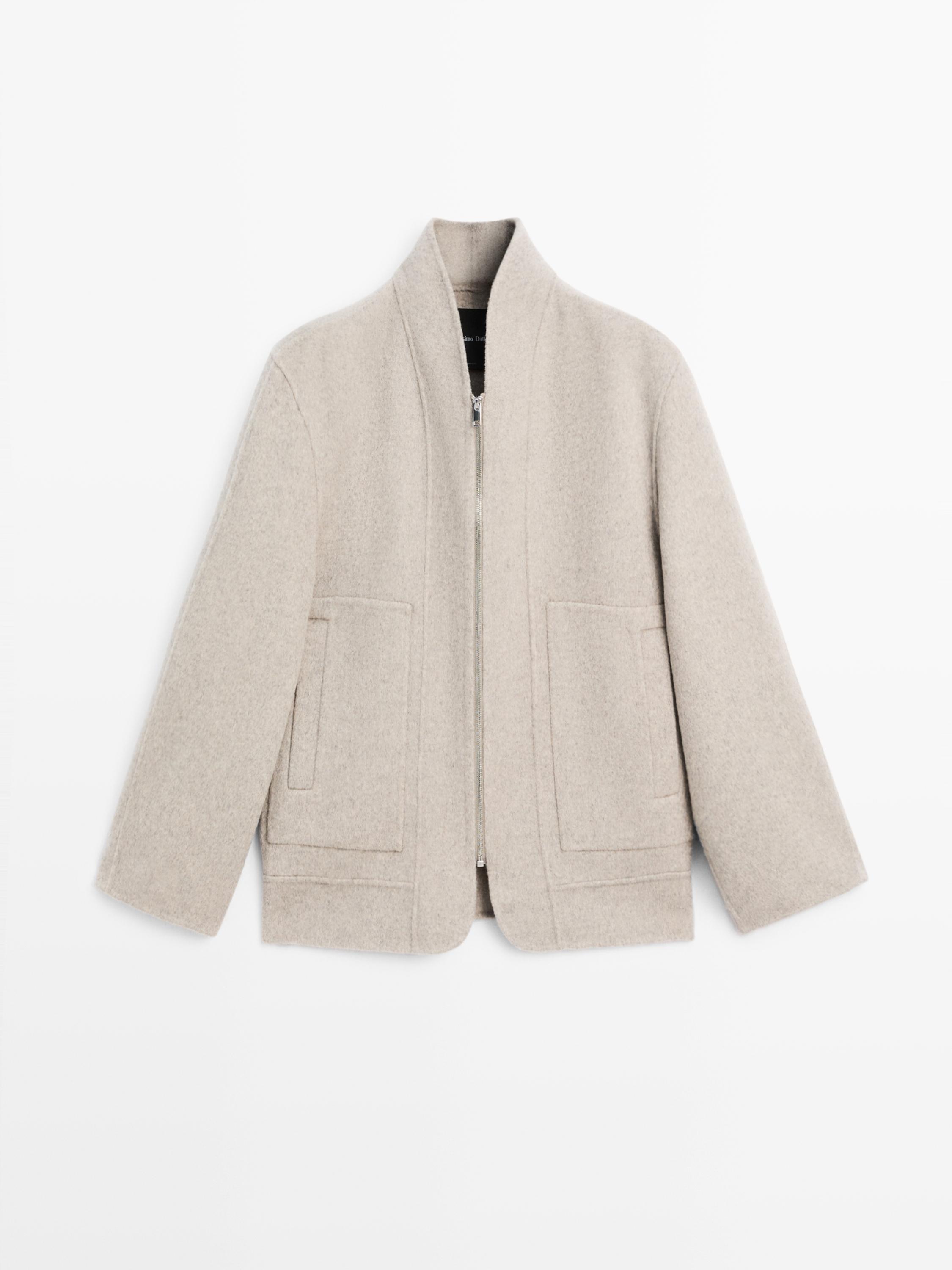 Wool blend zip-up coat