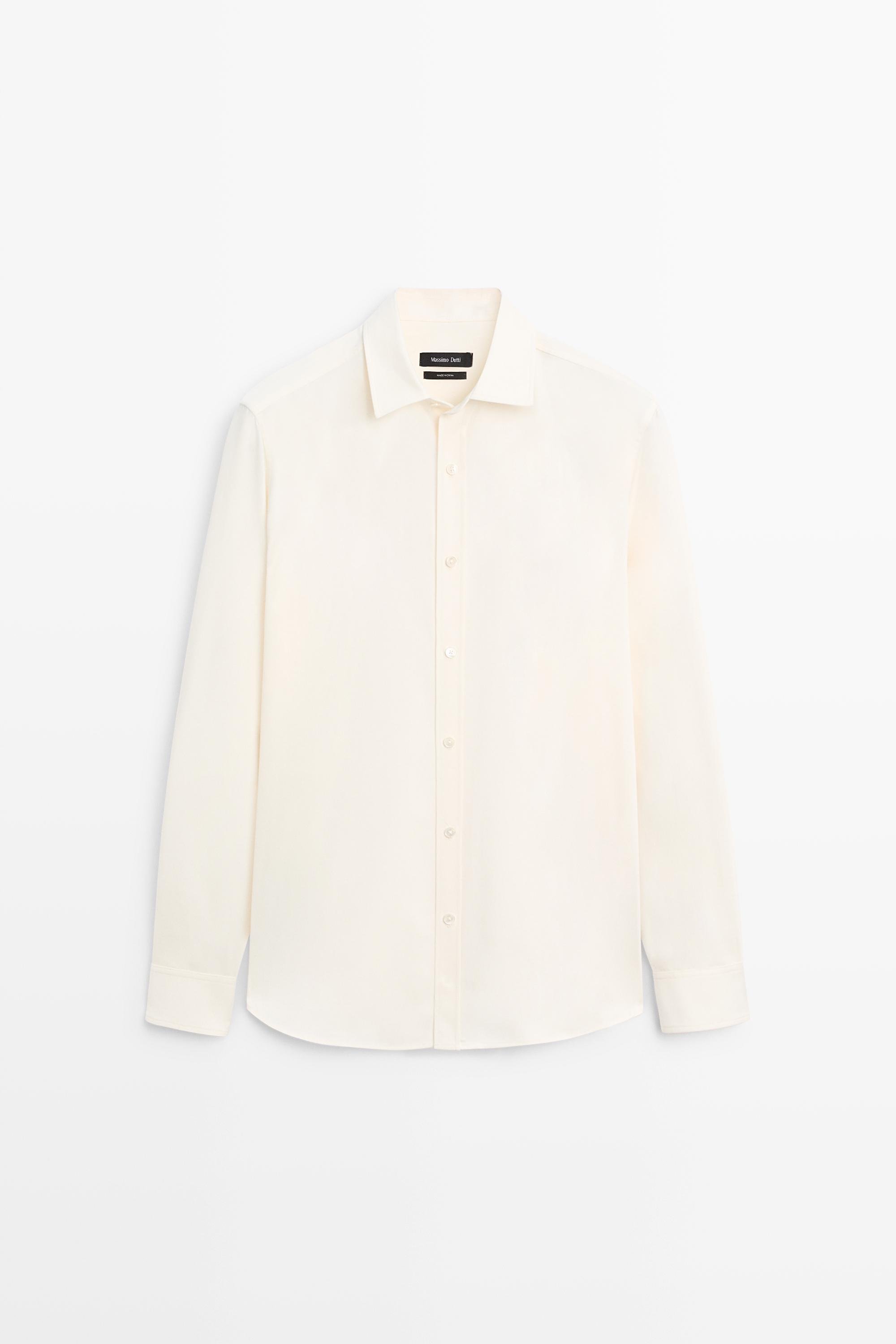 Cotton blend shirt — CREAM