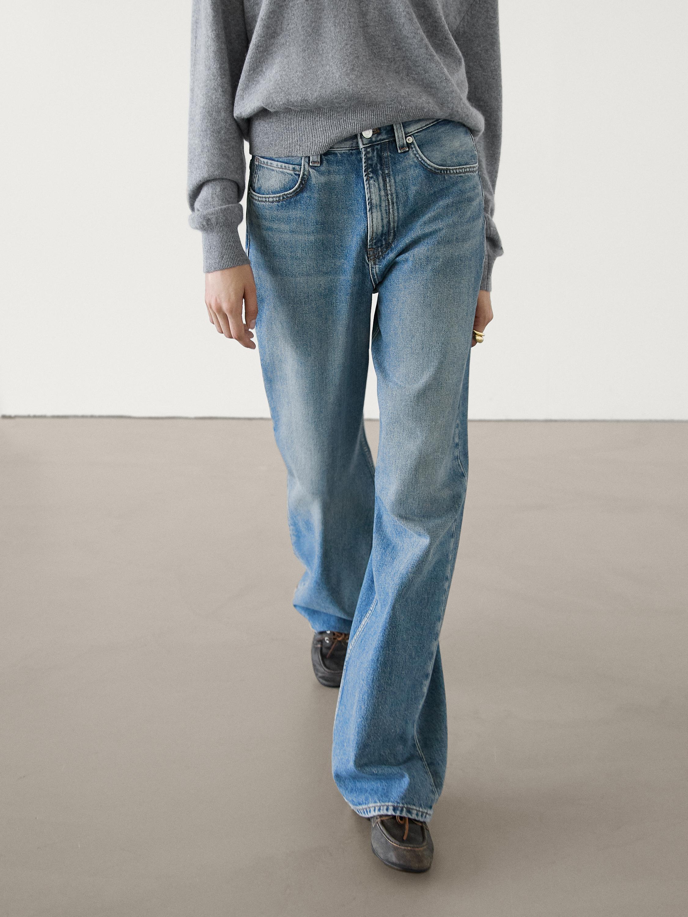 Full length wide-leg high-waist jeans · Medium Blue, Black, Light Blue ·  Dressy | Massimo Dutti