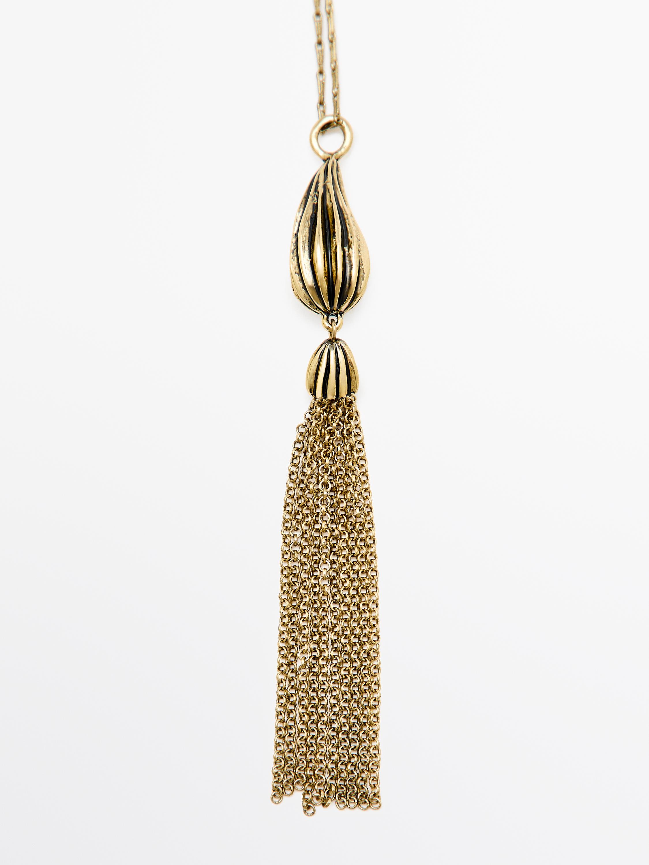 Long cocoa tassel pendant