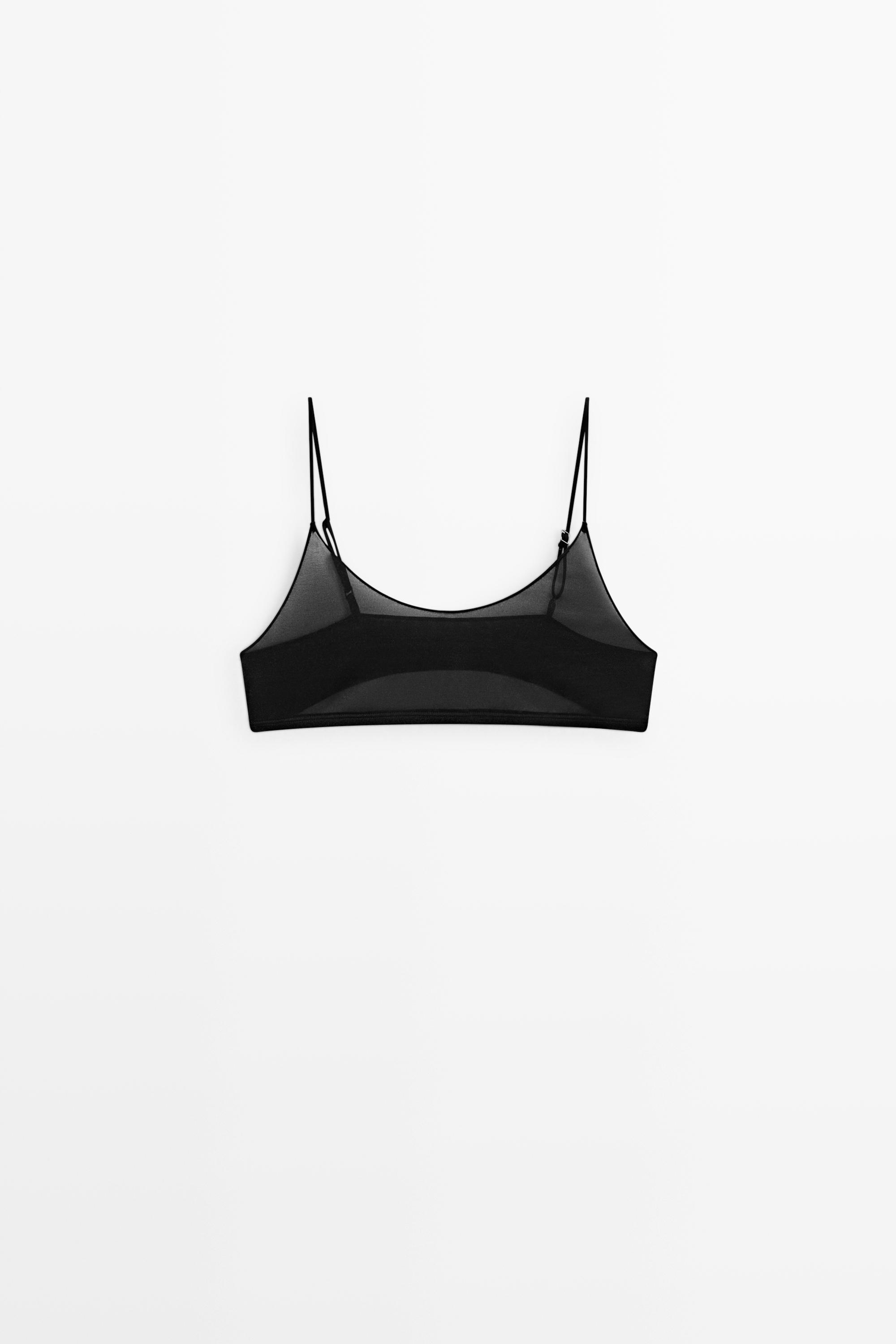 Semi-sheer top with metallic detail — BLACK
