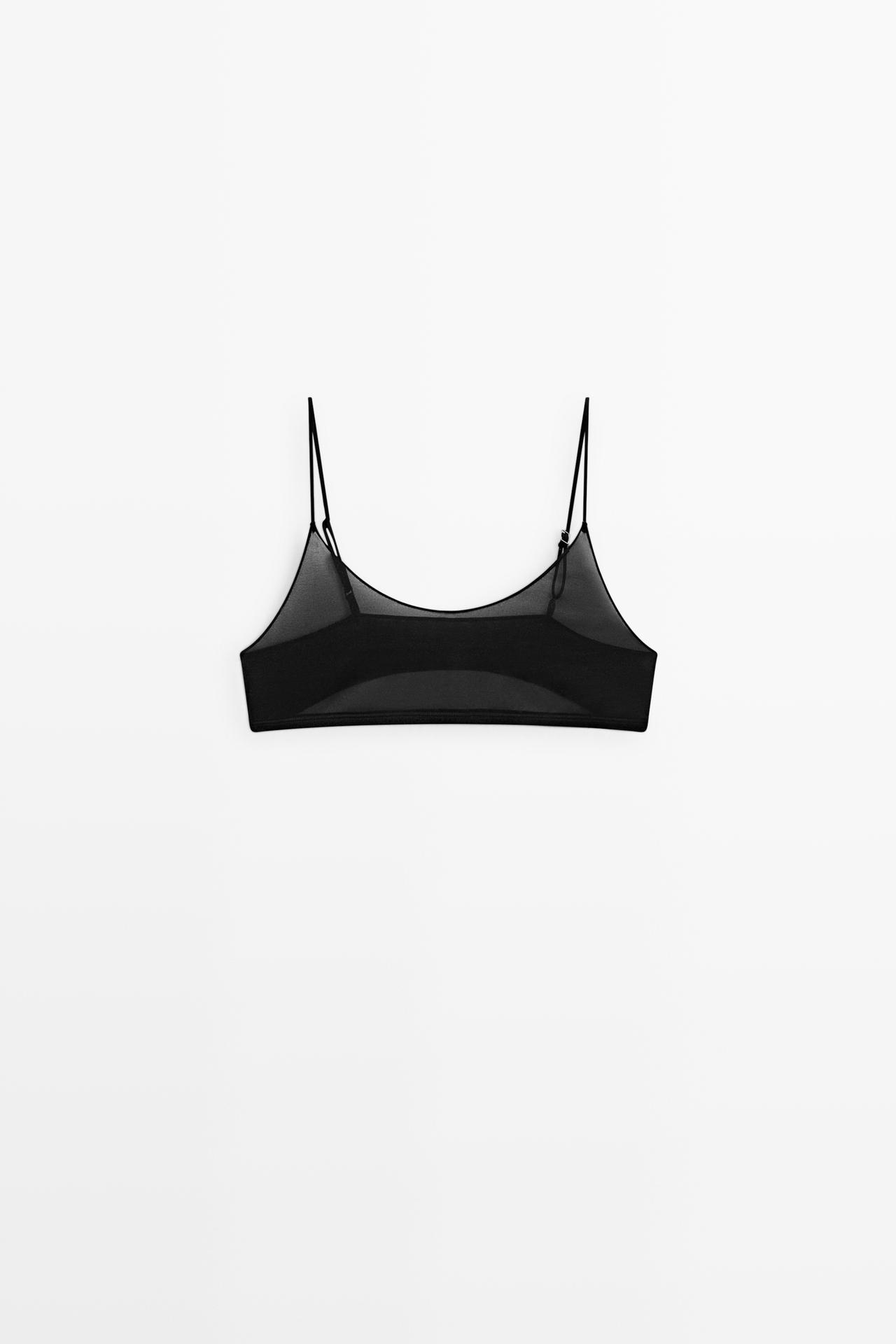 Semi-sheer top with metallic detail — BLACK