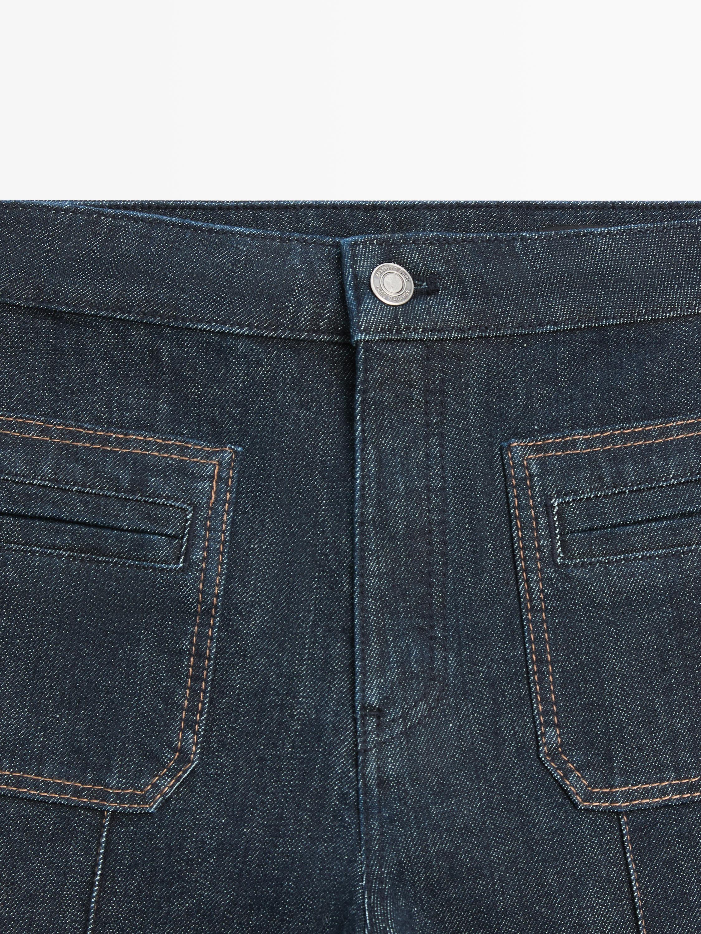 Flare fit high-waist jeans with pockets — DARK BLUE