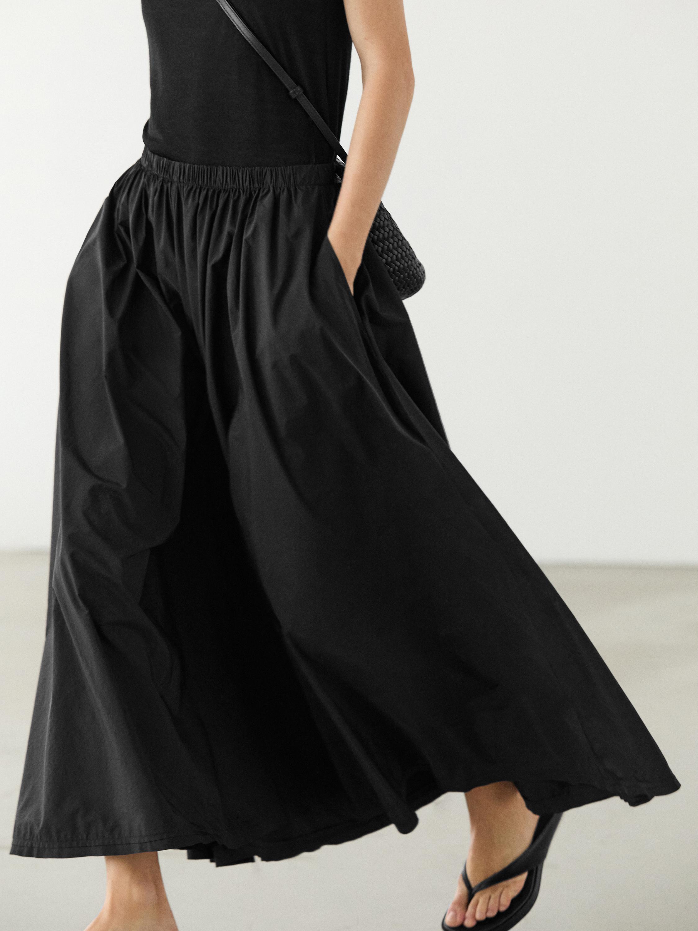 Technical fabric midi skirt — BLACK