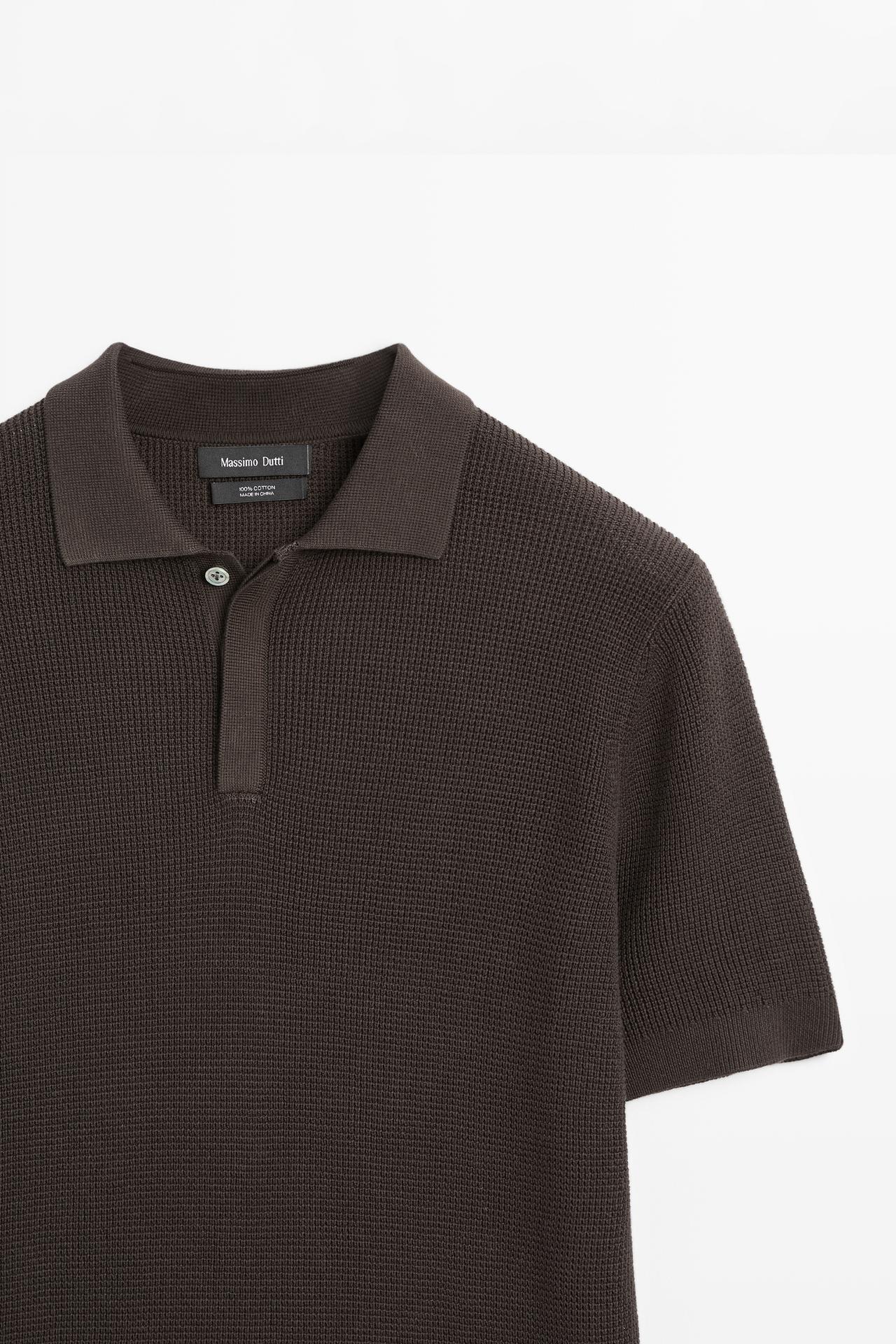 100% cotton short sleeve polo shirt — BROWN MARL