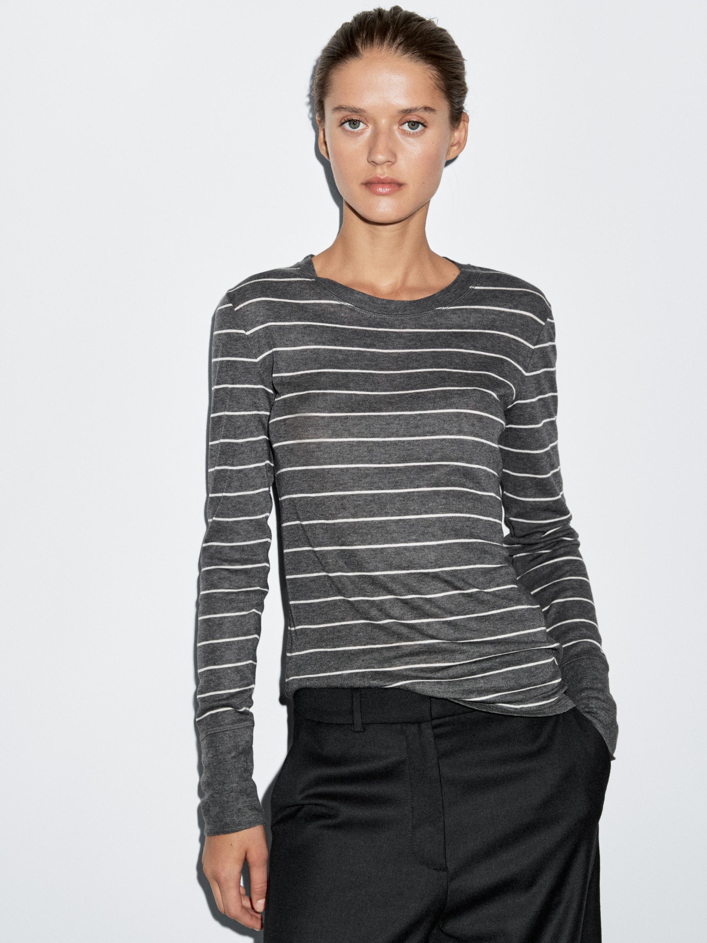 Lightweight striped long sleeve T-shirt
