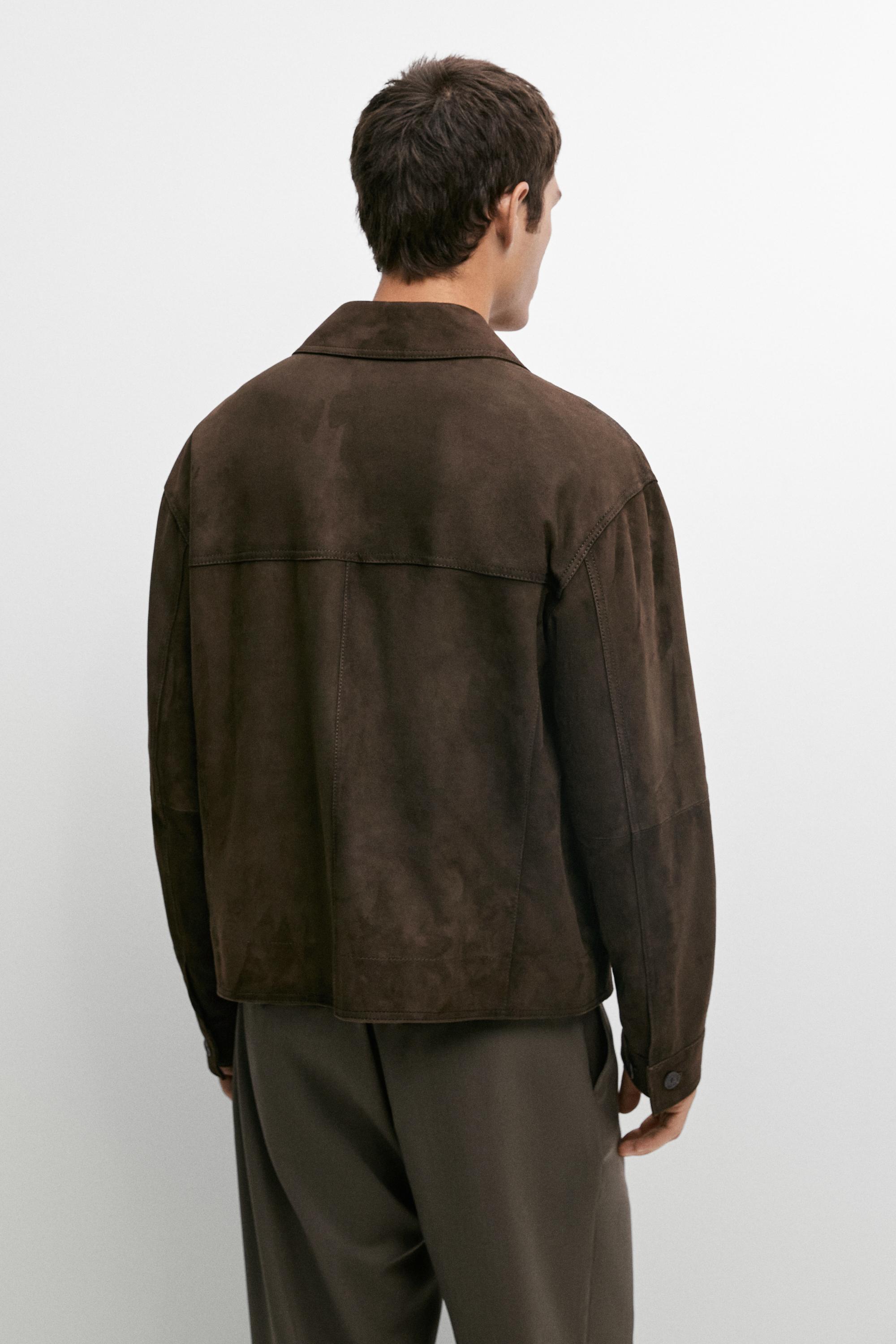 Relaxed fit Suede jacket · Khaki · Bomberâ Jacket | Massimo Dutti