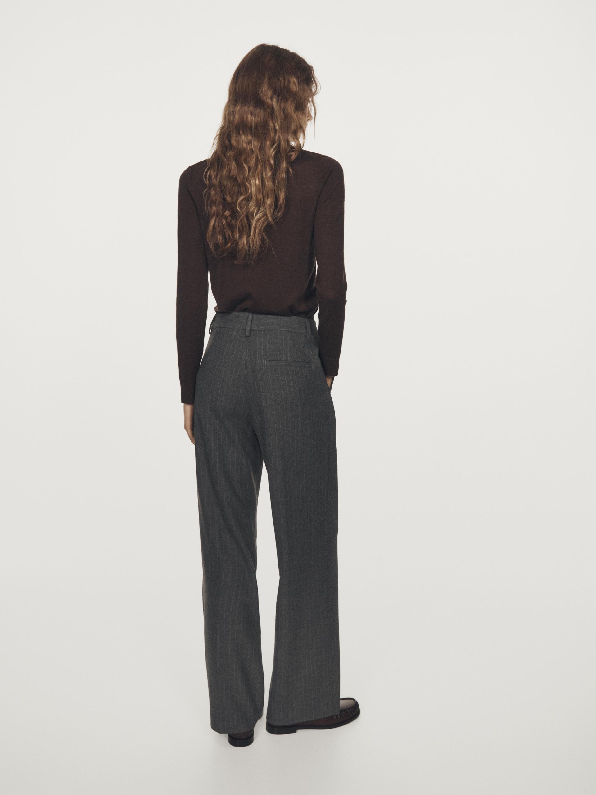 Pantaloni Ampi Gessati - Grigio Marengo - 34 (It 38) - Massimo Dutti - Femminile